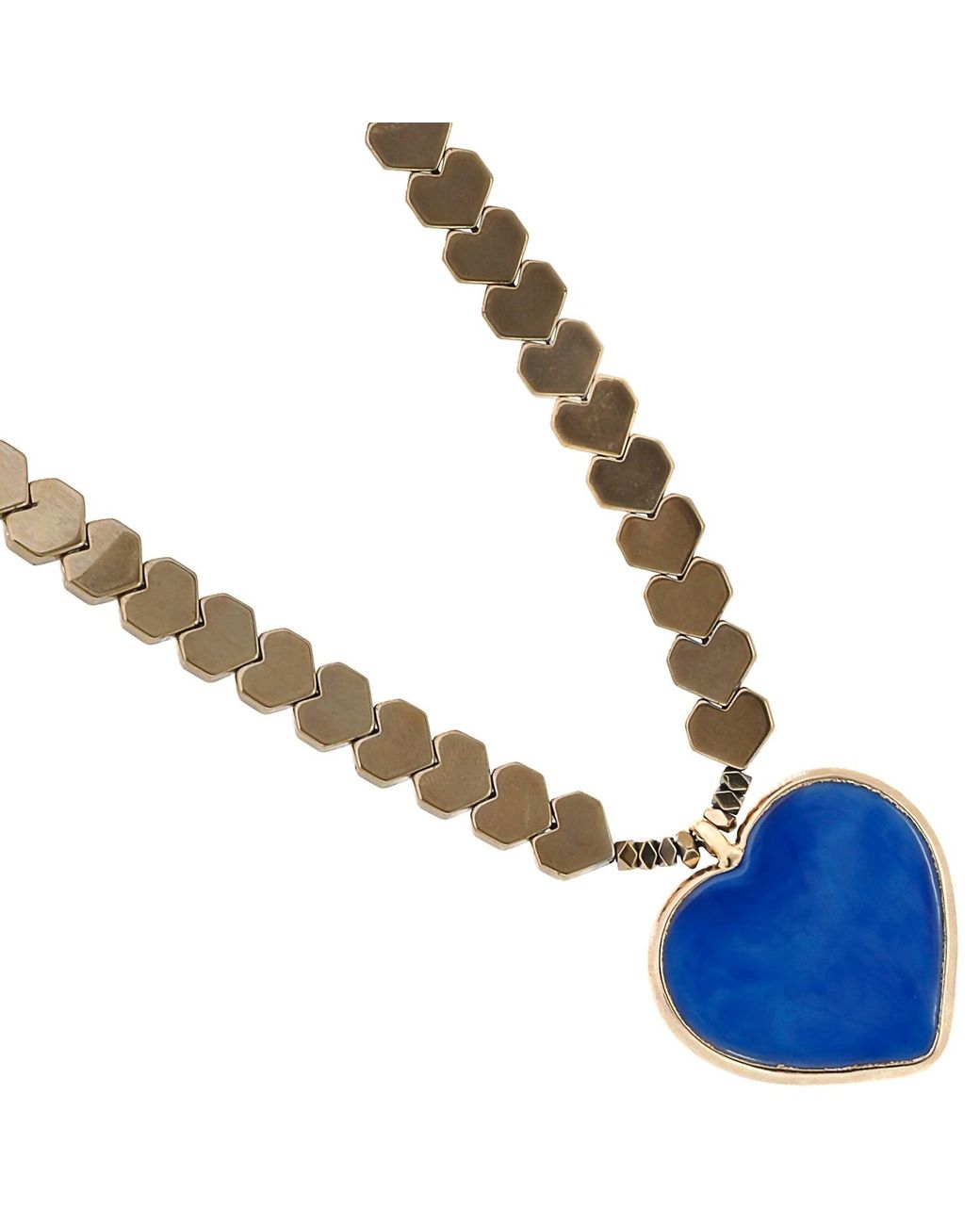 Ebru Jewelry Blue Murano Glass Heart Pendant Hematite Happy Necklace