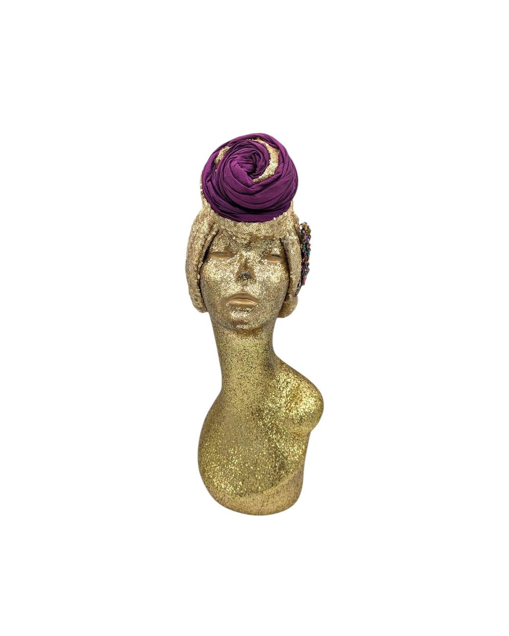 Julia Clancey Purple Edith Glitz Silk Plum Gems Turban