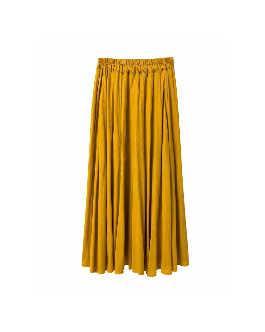 IZABELA MANDOIU Yellow Mustard Gathered Midi Skirt