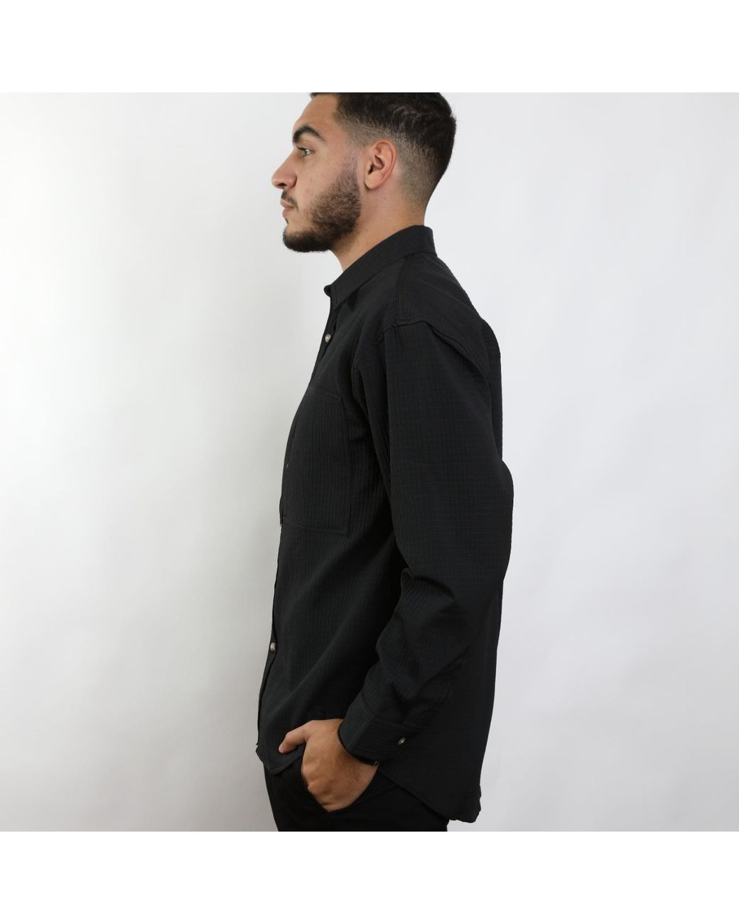 Smart and Joy Blue Textured Timeless Shirt for men