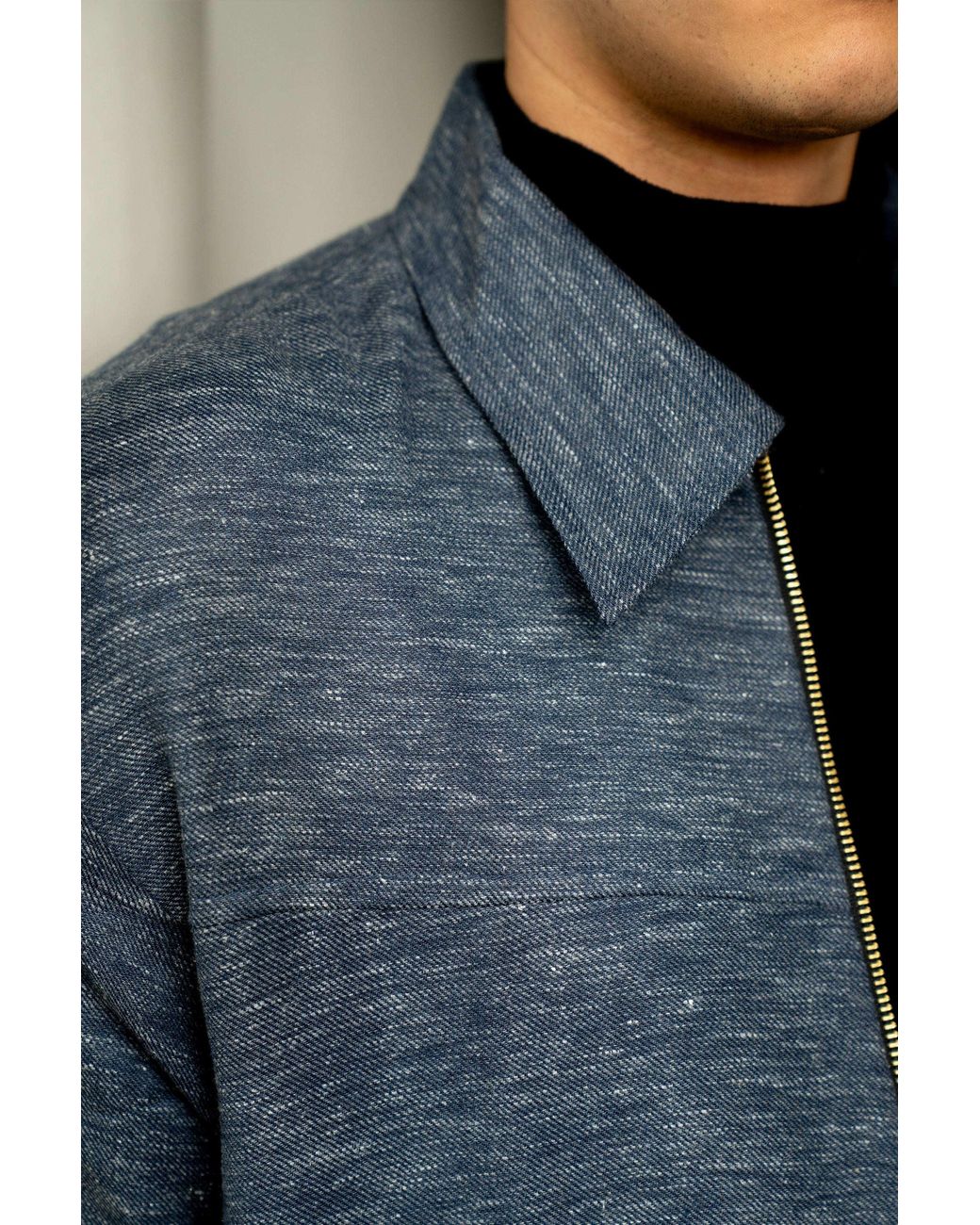 Stovaria Blue Linen Cotton Blend Jacket for men