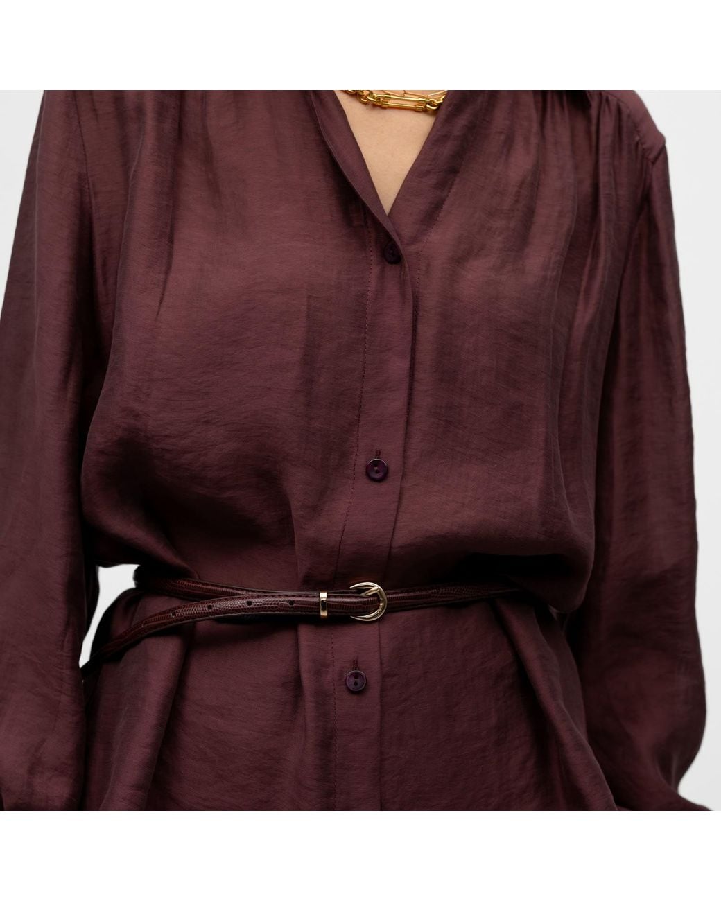 Mandragora Purple Crinkled Shirt With Decorative Cuffs Carmen Burgundy