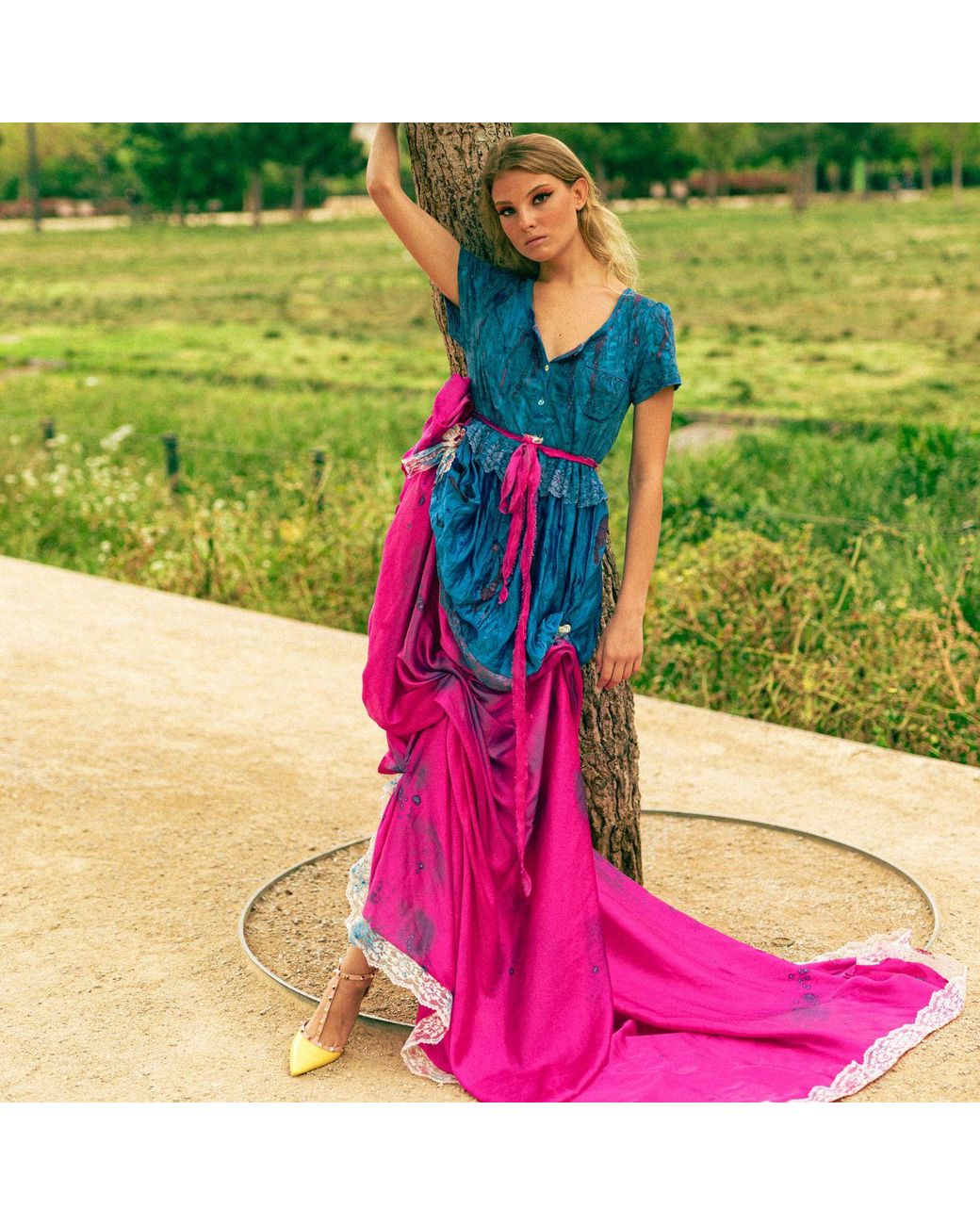 Miro Misljen Purple Draped Maxi Dress