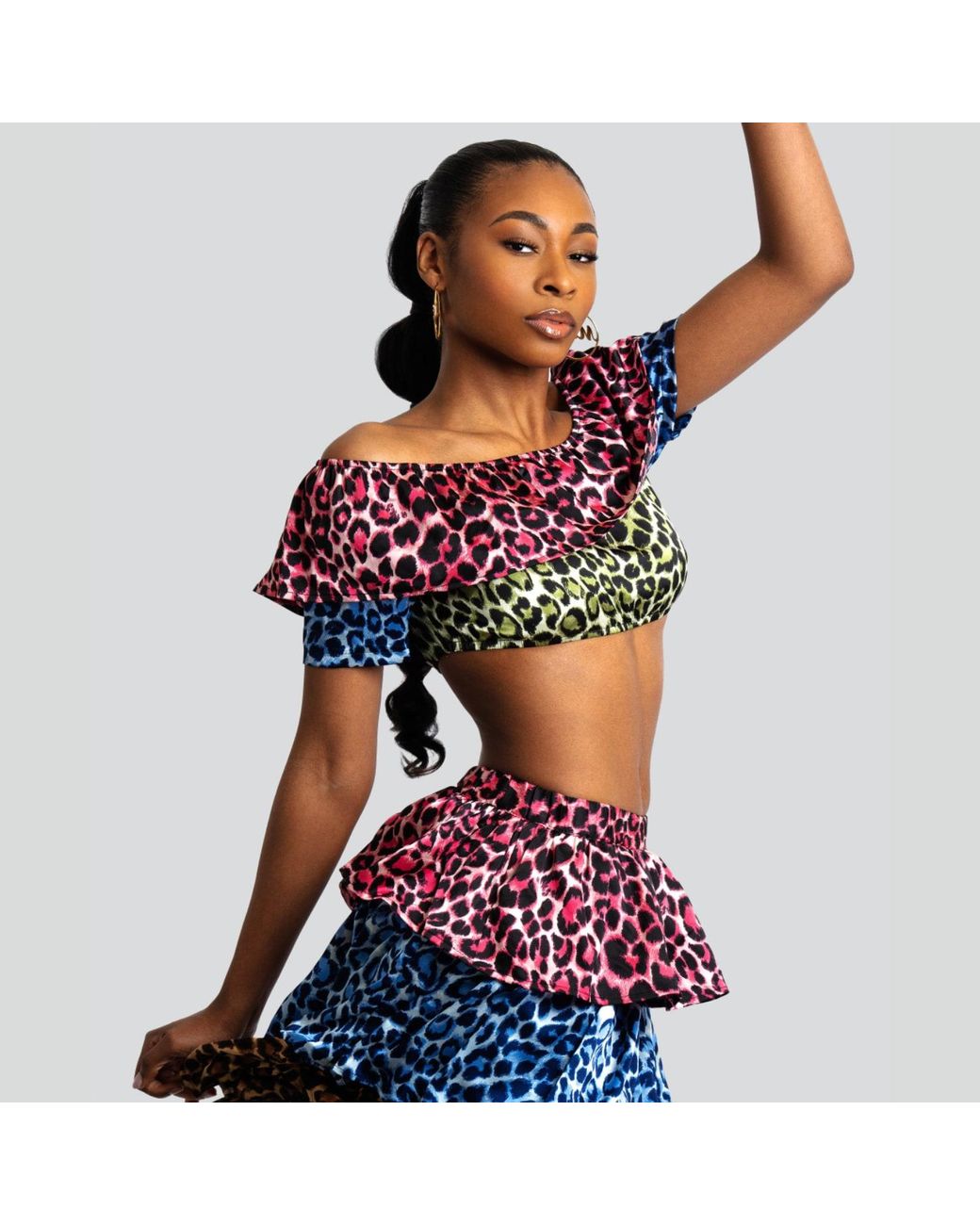 Maui X Lolita Red Ana Ruffled Cheetah Print Two-Piece Skirt Set