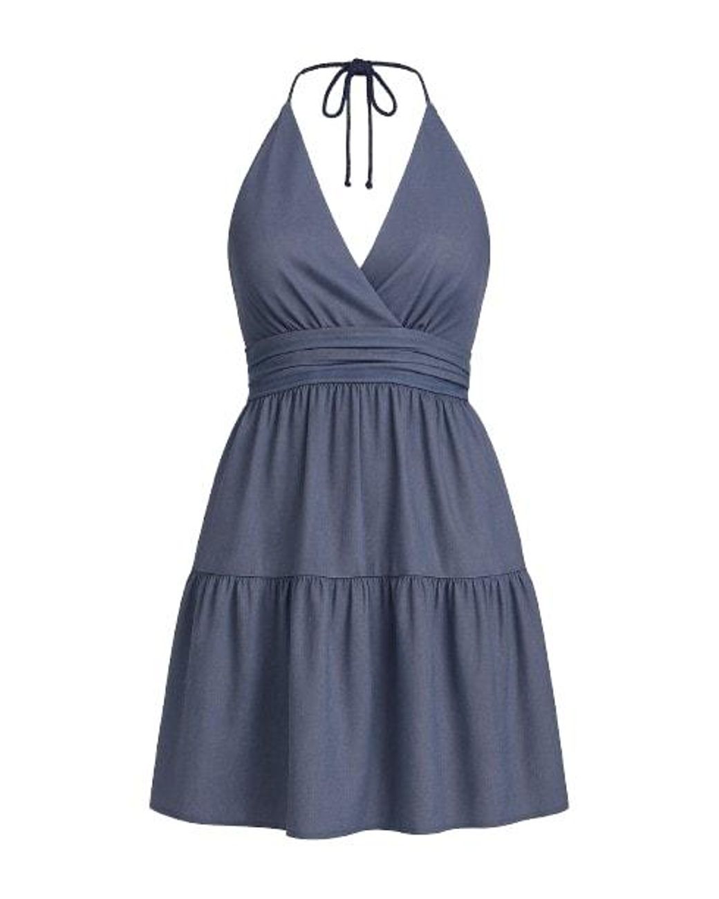 Conquista Blue Denim Style Empire Line Mini Dress