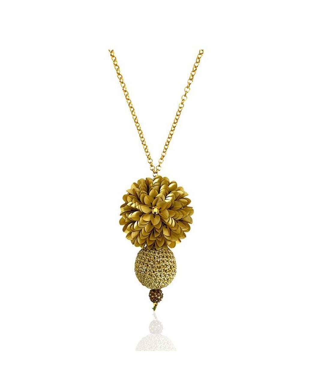 PINAR OZEVLAT Metallic Dahlia Bon Bon Lariat