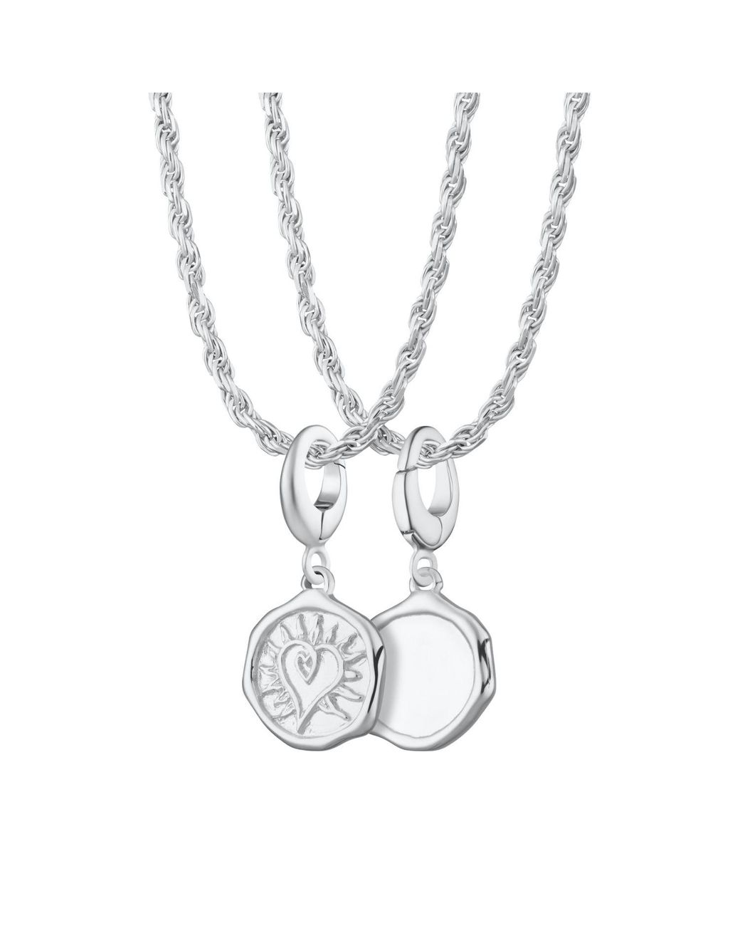 Lily Charmed Metallic Sterling Manifest Love Charm Necklace With Twisted Rope Chain