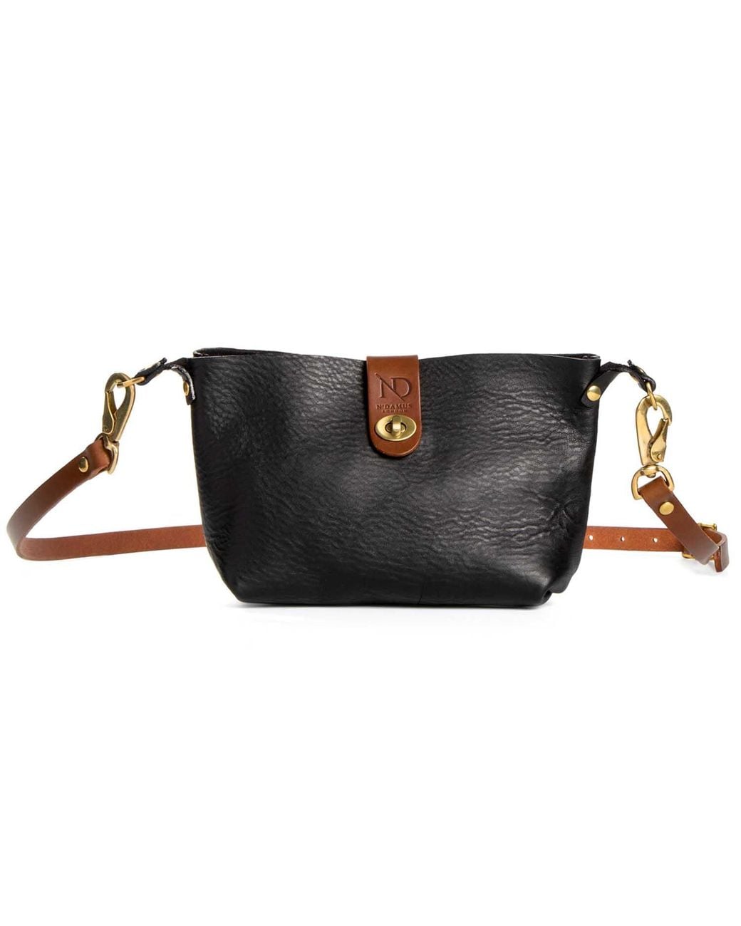 N'damus London Black Mini Adanna Leather Crossbody Bag