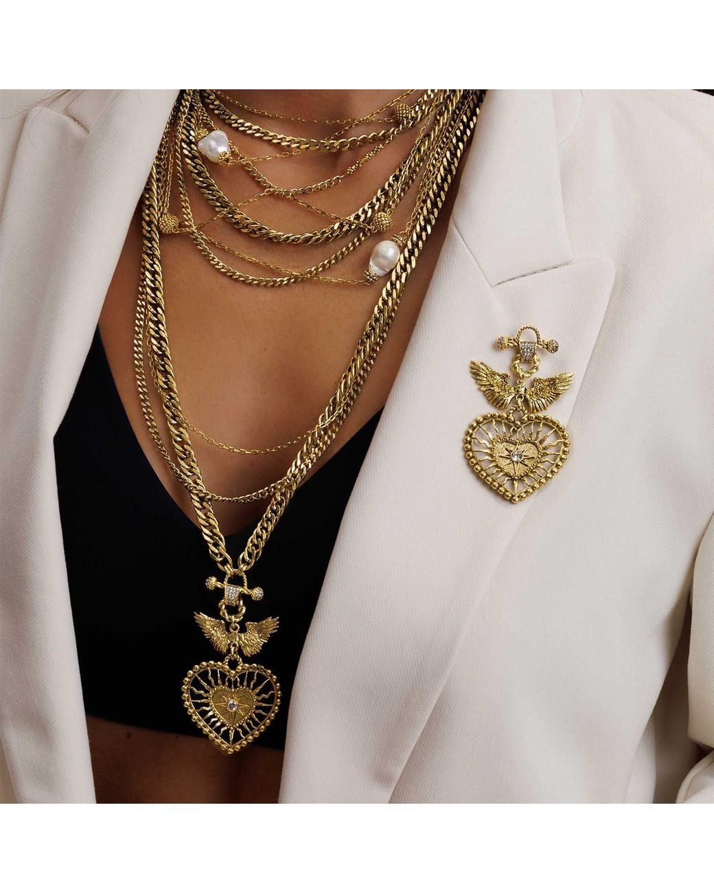 Bayemeyc Metallic Alyra Layered Chain Necklace