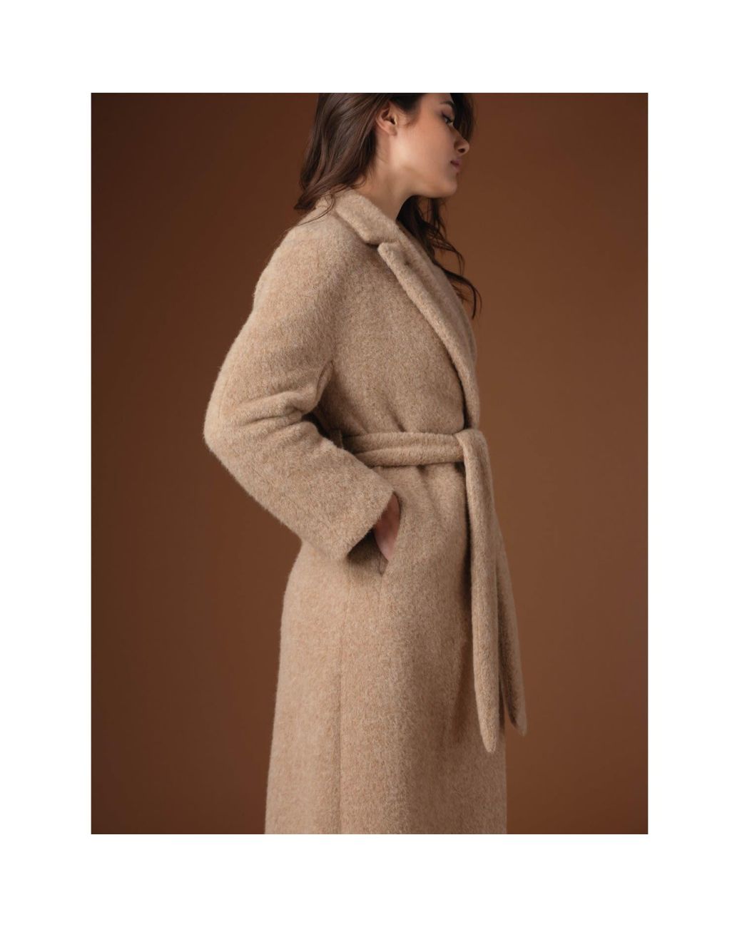 Vulto Brown Neutrals Alpaca Belted Coat