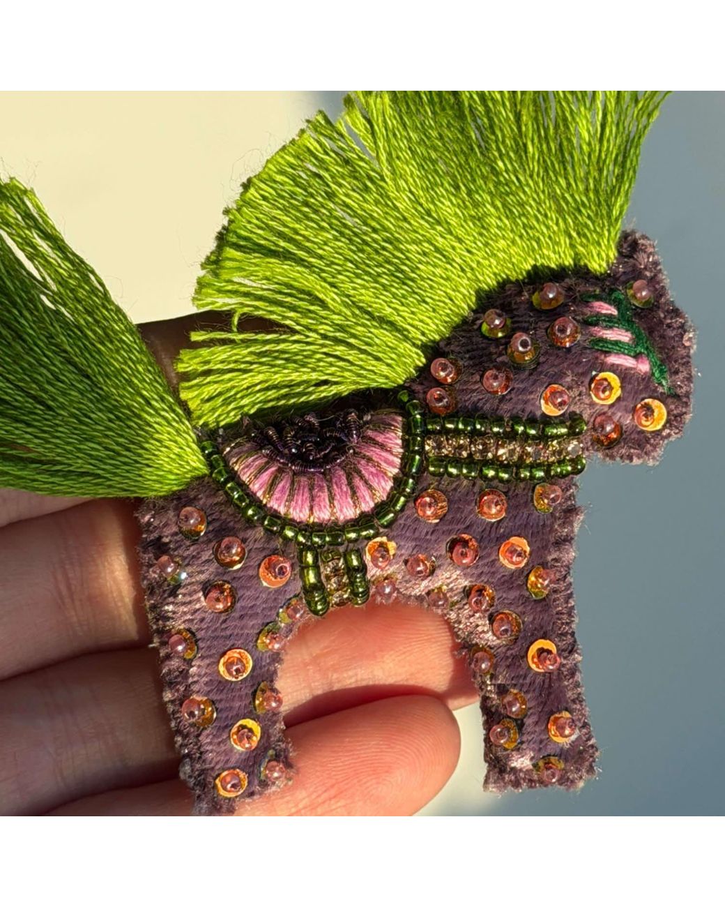 VETKA Green Neutrals Handmade Horse Brooch-Forest