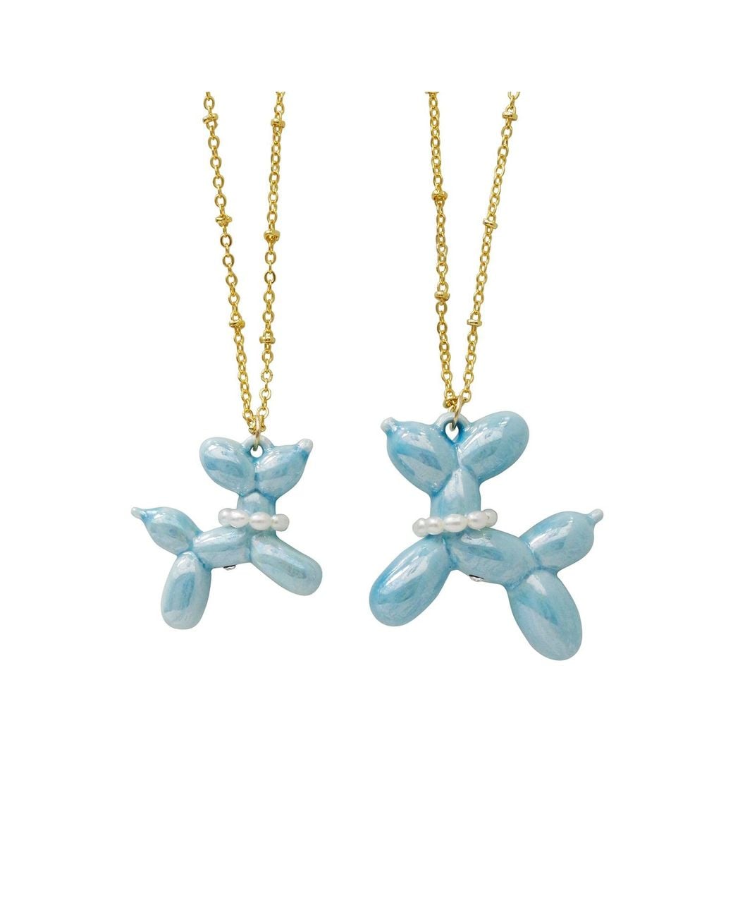 POPORCELAIN Blue Baby Porcelain Balloon Doggie Necklace, Tone