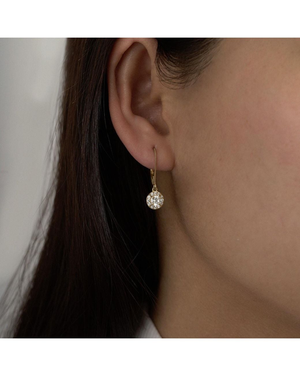 Diamonbliss Metallic Leverback Drop Halo Earrings, Half Carat