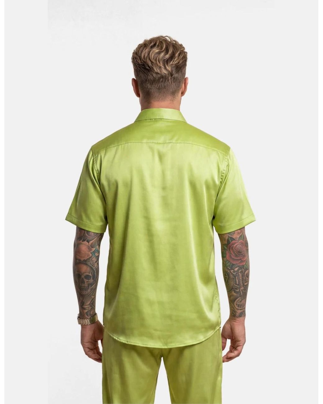 Hustle Green Acid Lemonade Satin-Shirt for men
