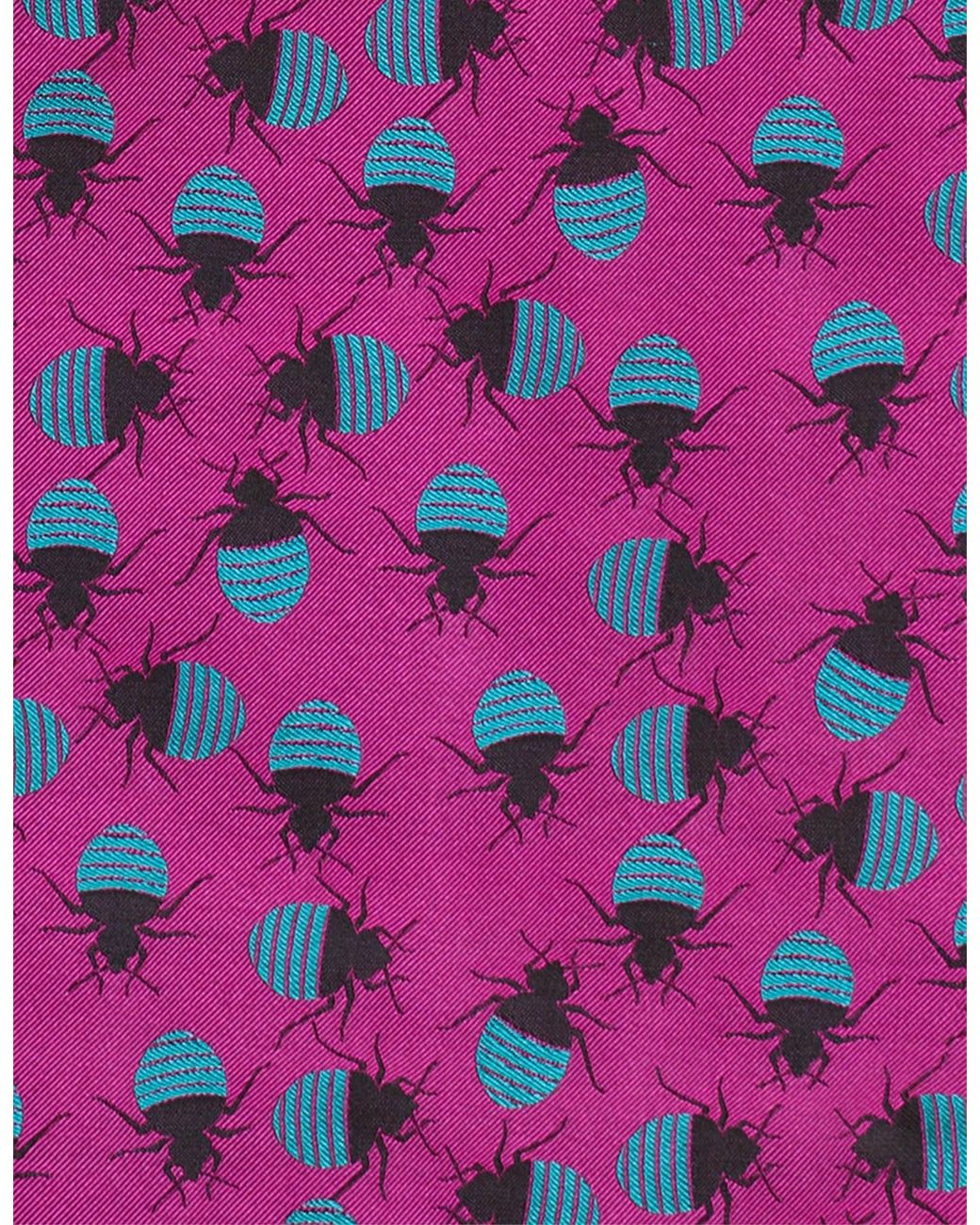 Gresham Blake Purple Fuchsia & Bed Bugs Silk Pocket Square for men