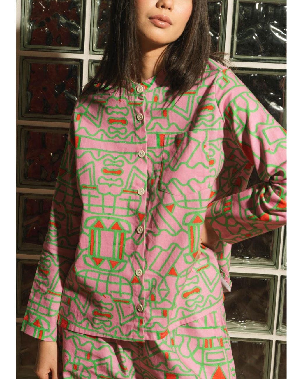 Wild Clouds Multicolor Organic Cotton & Linen Shirt