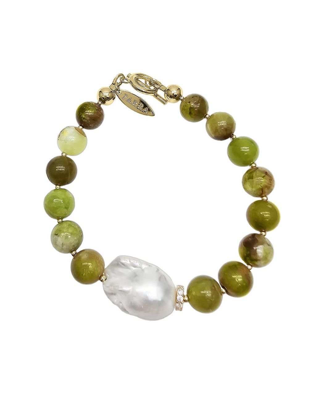 Farra Green Opal With Baroque Pearl Bracelet
