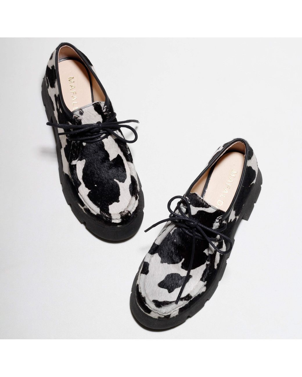 Mafalda Black Naomi Cow Print Chunky Loafer