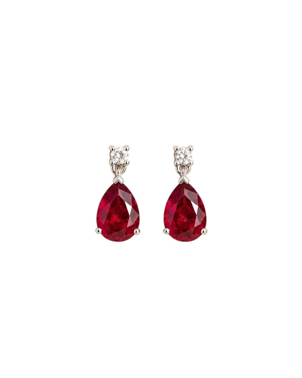 Juvetti Red Pisa Ruby & Diamond Pear Drop Earrings
