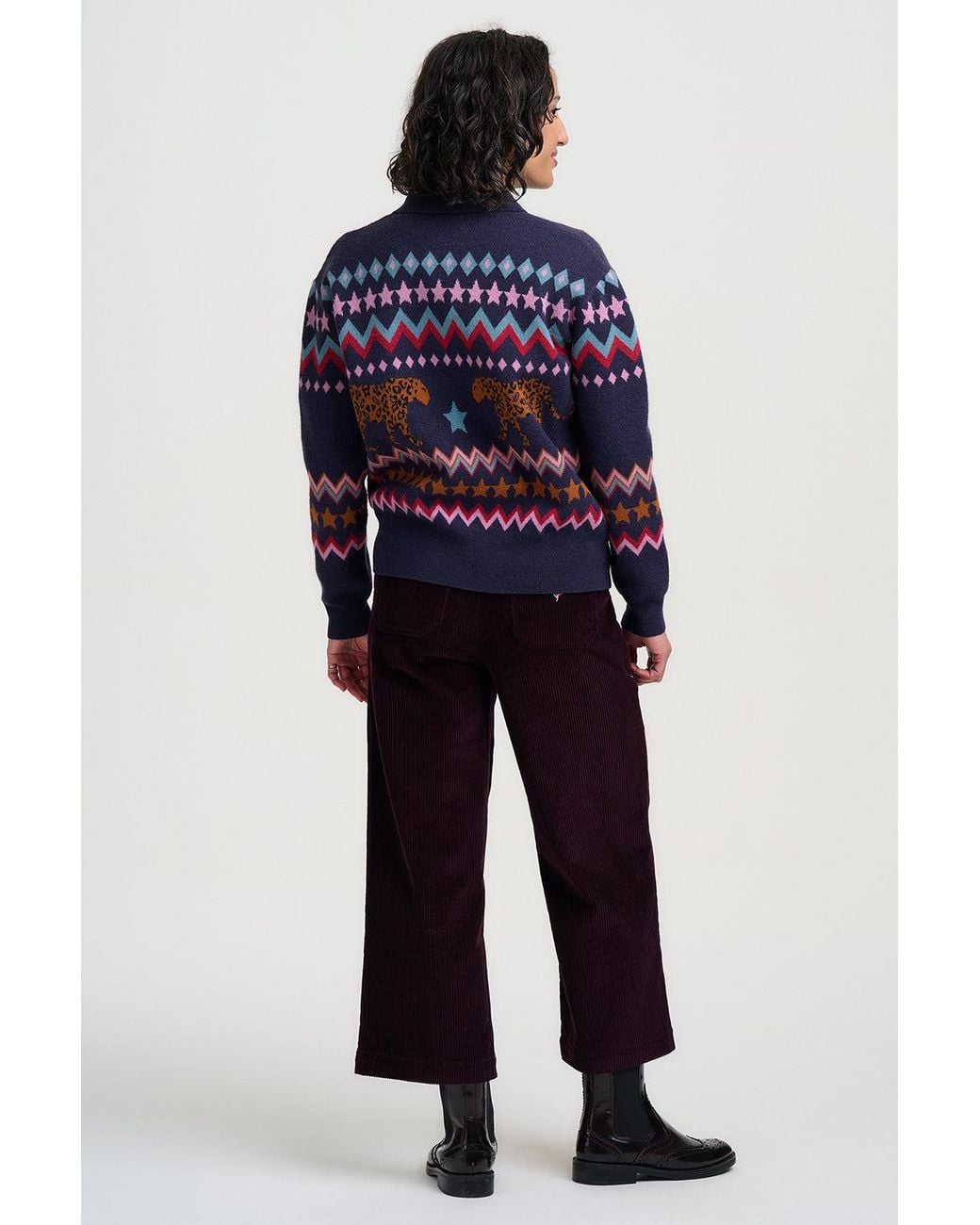 Sugarhill Blue Katlin Knitted Bomber Jacket Leopard
