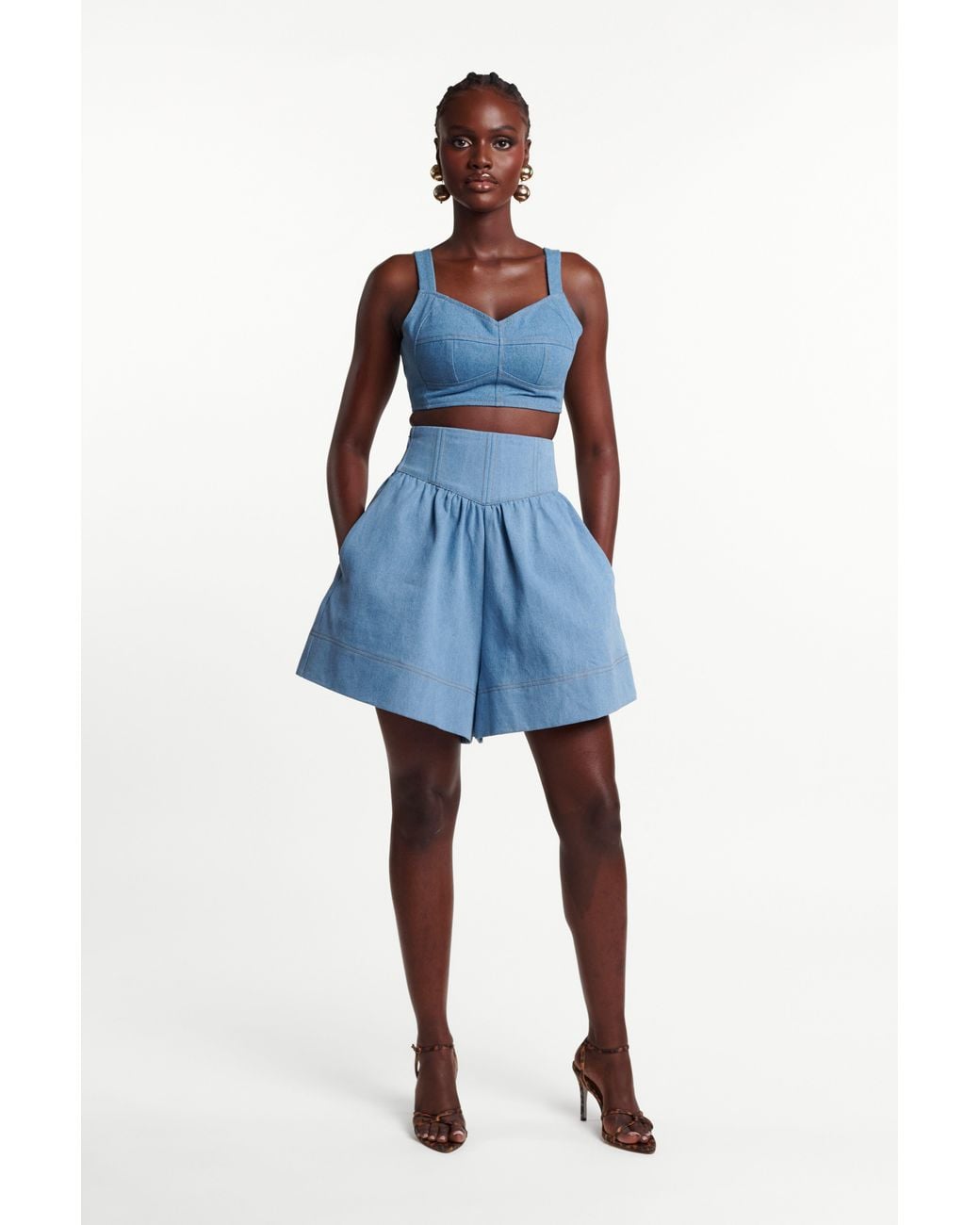 Ofuure Blue Light Denim Kiara Shorts