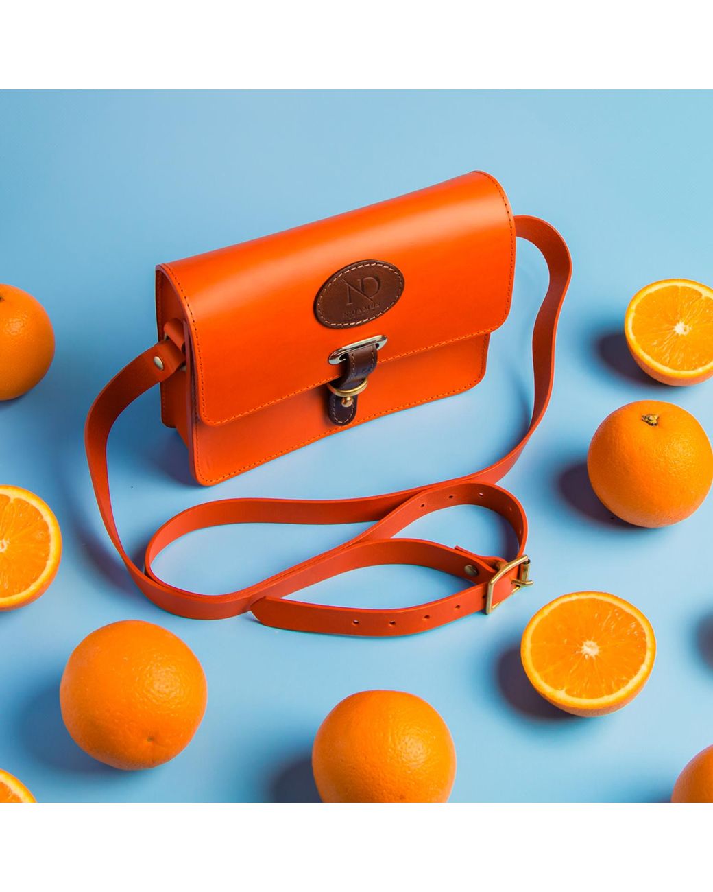 N'damus London Orange Mini Soho Leather Crossbody Bag