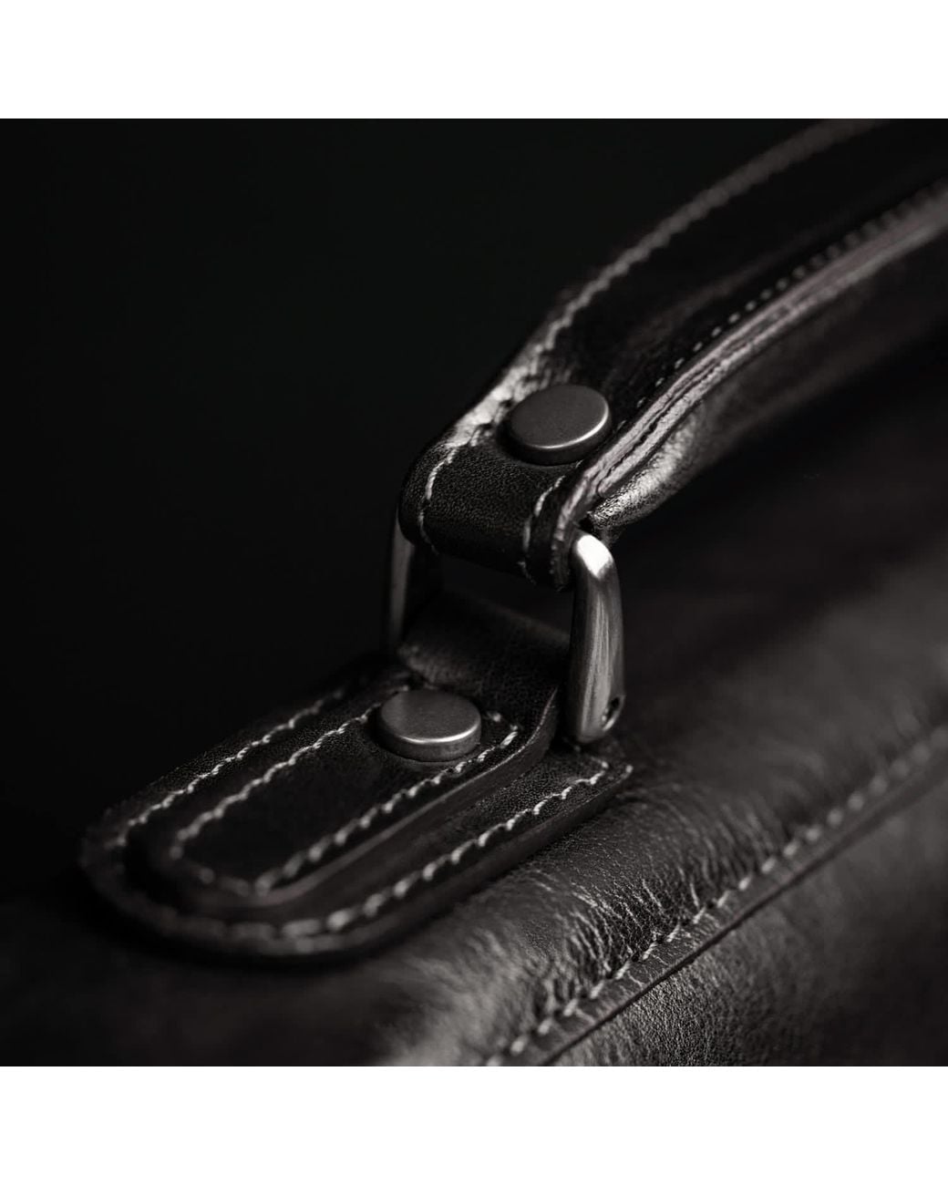 Time Resistance Black Leather Briefcase Laptop Bag for men