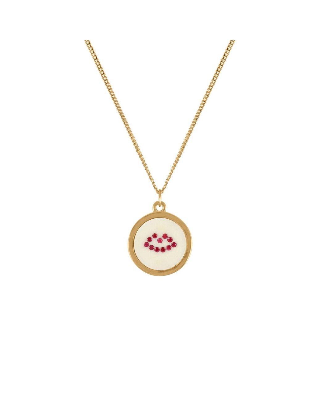 Lee Renee Metallic Ruby Lip Pendant Necklace