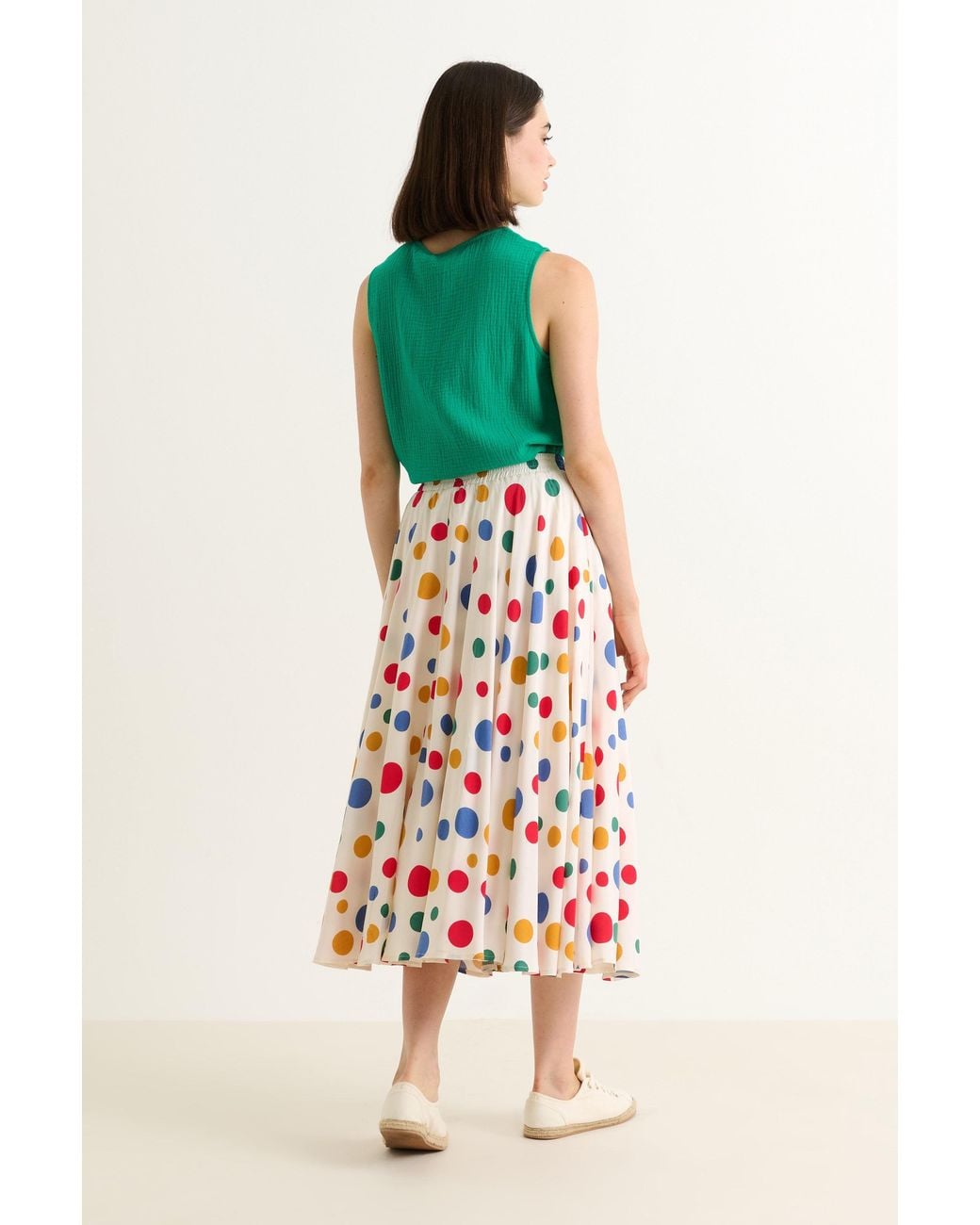 Louche White Agatha Dotty Print Circle Midaxi Skirt