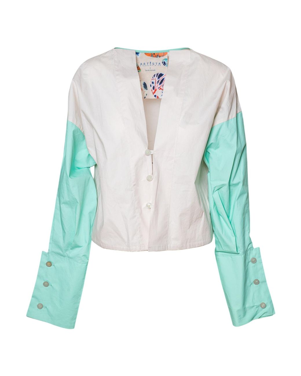 ARTISTA Green Neutrals Anis V-Neck Shirt