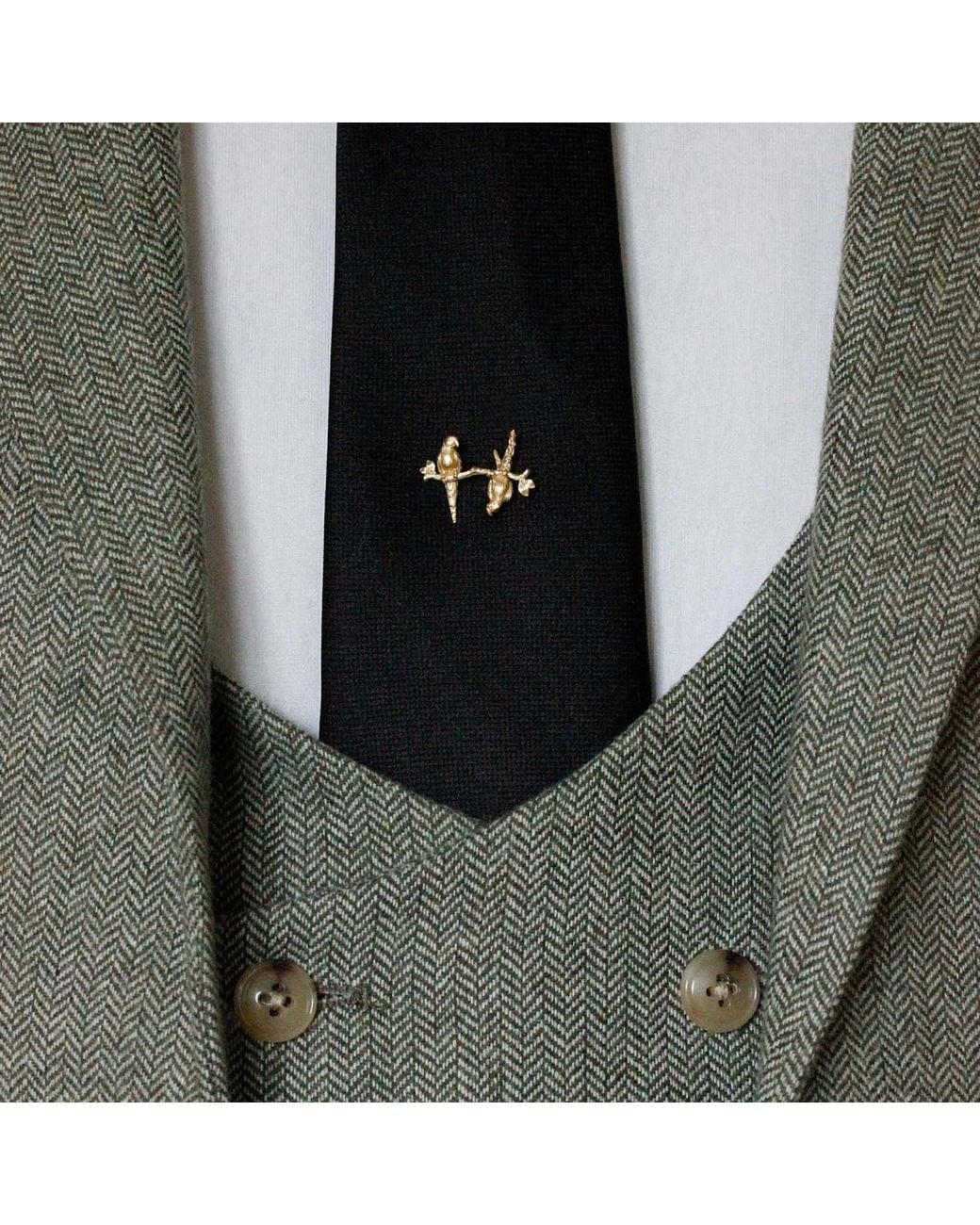 Lee Renee Metallic Parakeet Lapel Pin – Two Friends On A Branch – for men