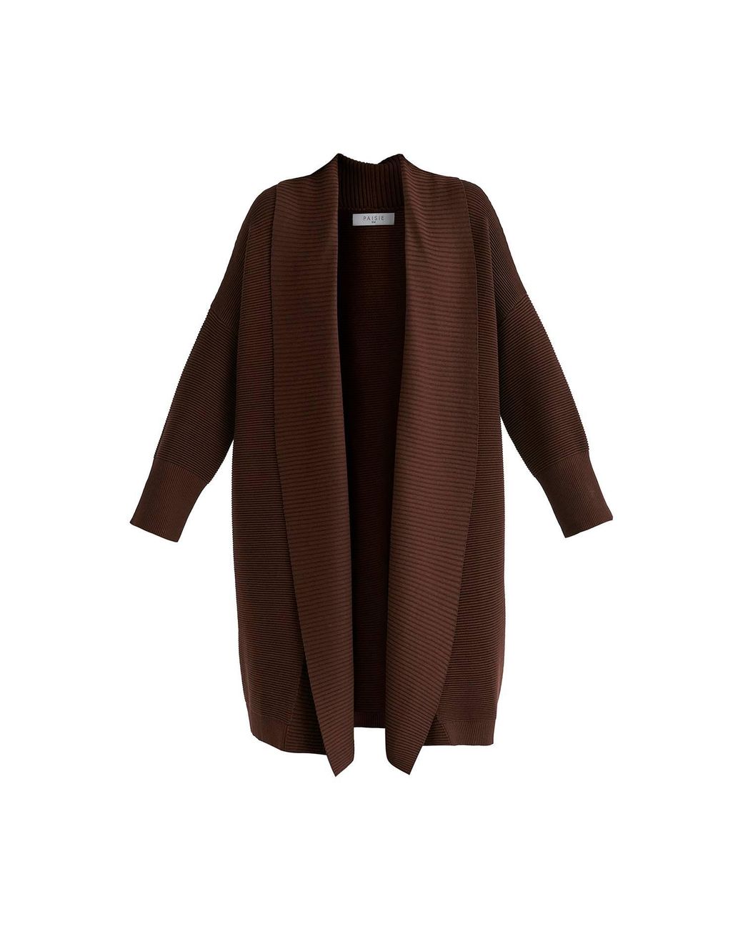 Paisie Black Draped Collar Ribbed Cardigan