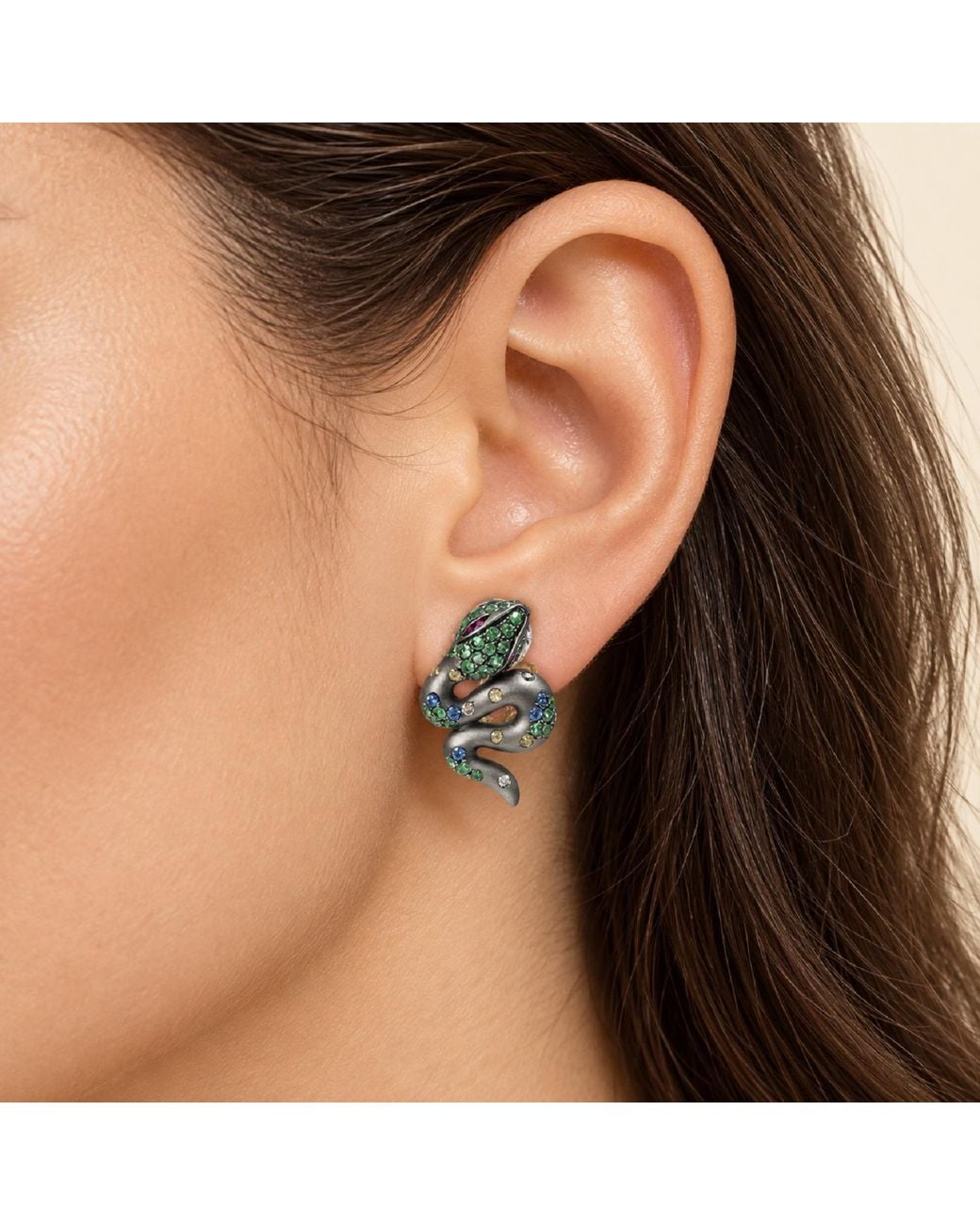 Artisan Green 18K Gemstone Snake Stud Earrings