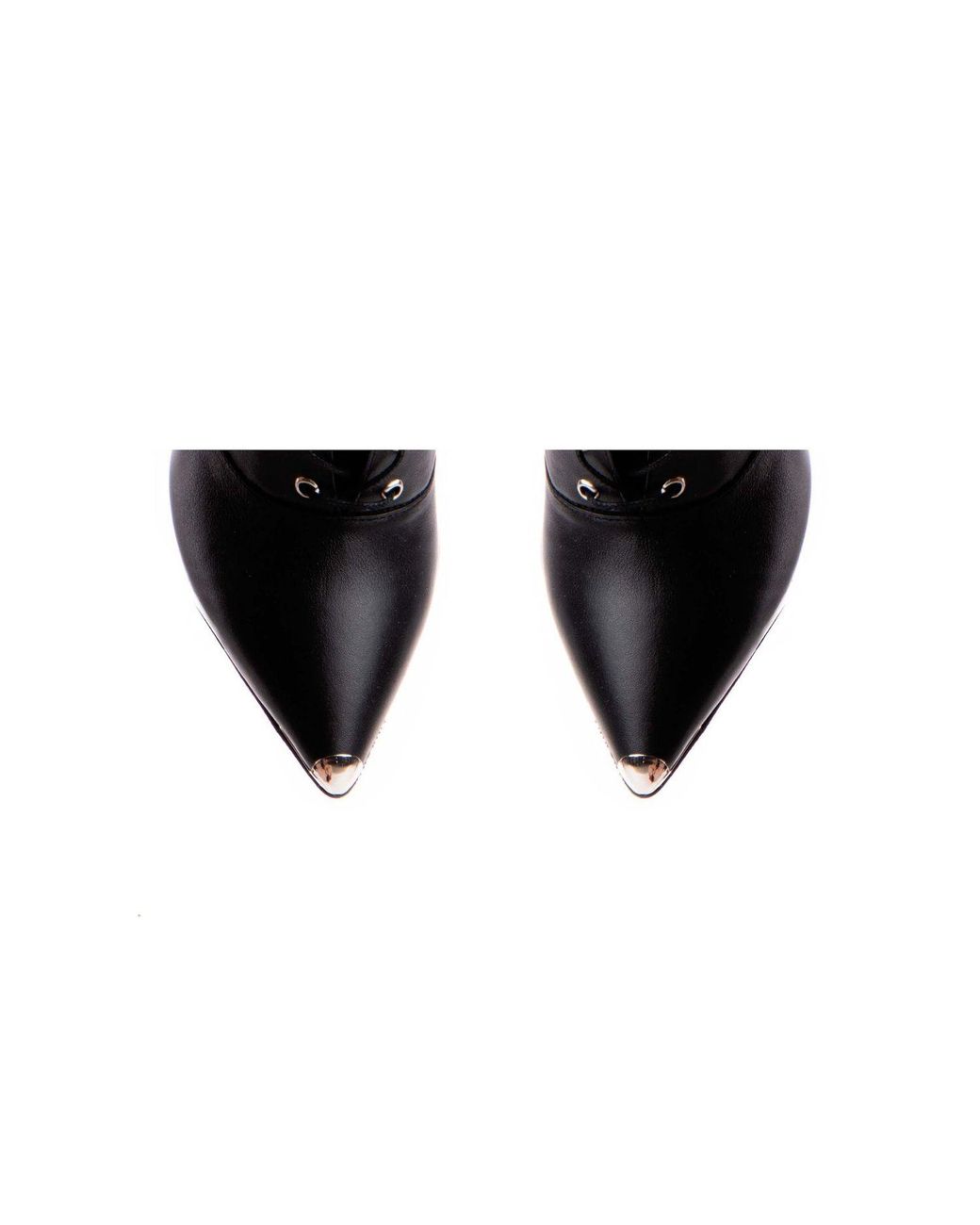 The 5Th Element Black Lace-Up Leather Ankle Boots With Metal Toe