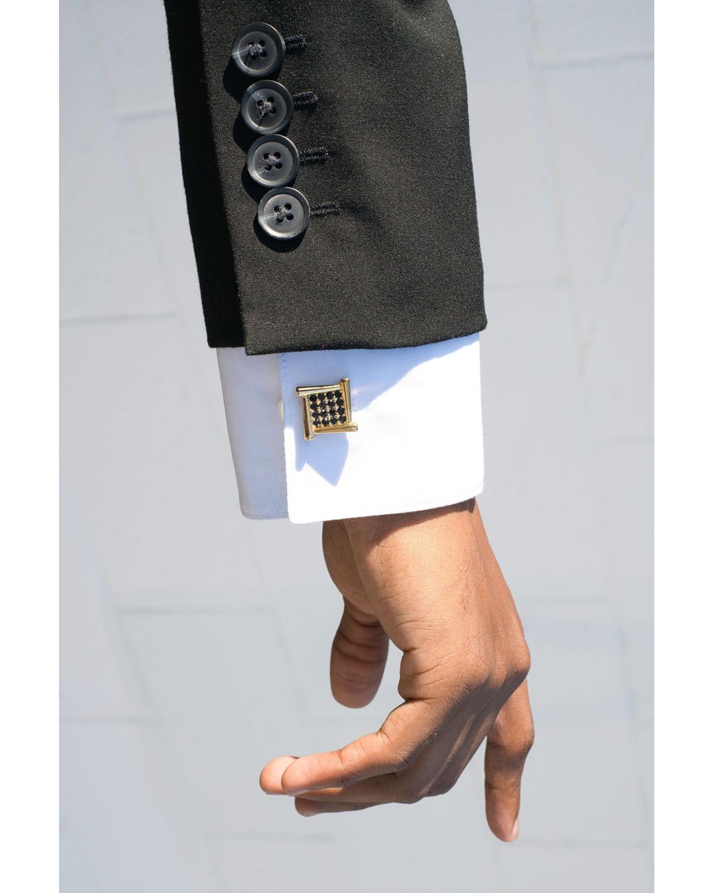 Classicharms Metallic Atlas Onyx Square Grid Cufflinks for men