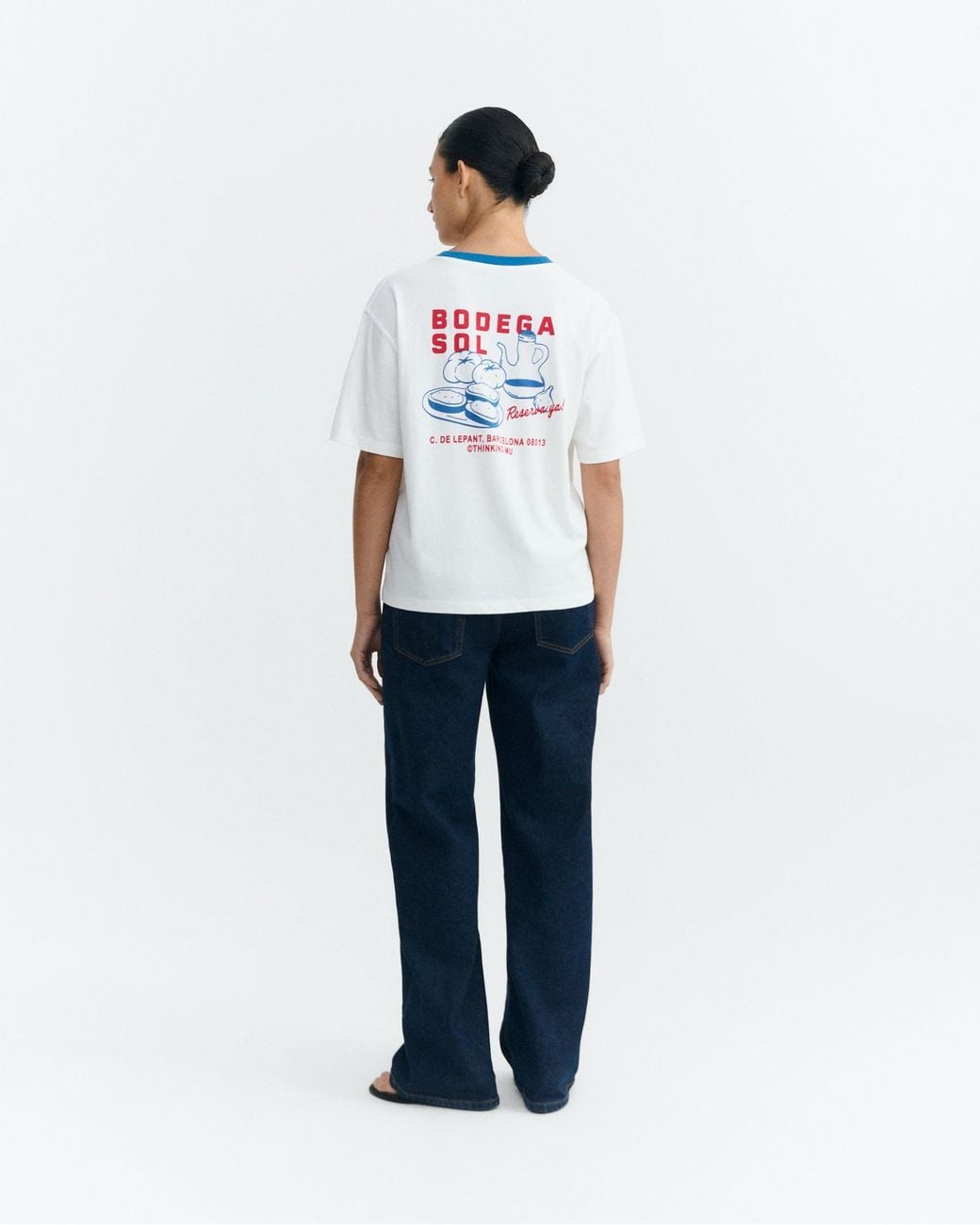 Thinking Mu White Contrast T-Shirt Sunny Lucia Wine Cellar