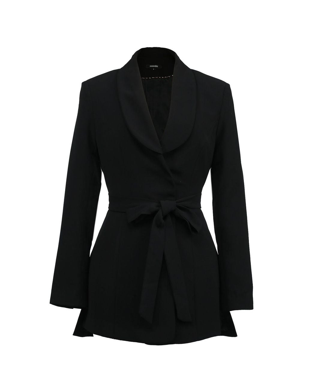 Smart and Joy Blue Long Tailor Knot On Waist Blazer