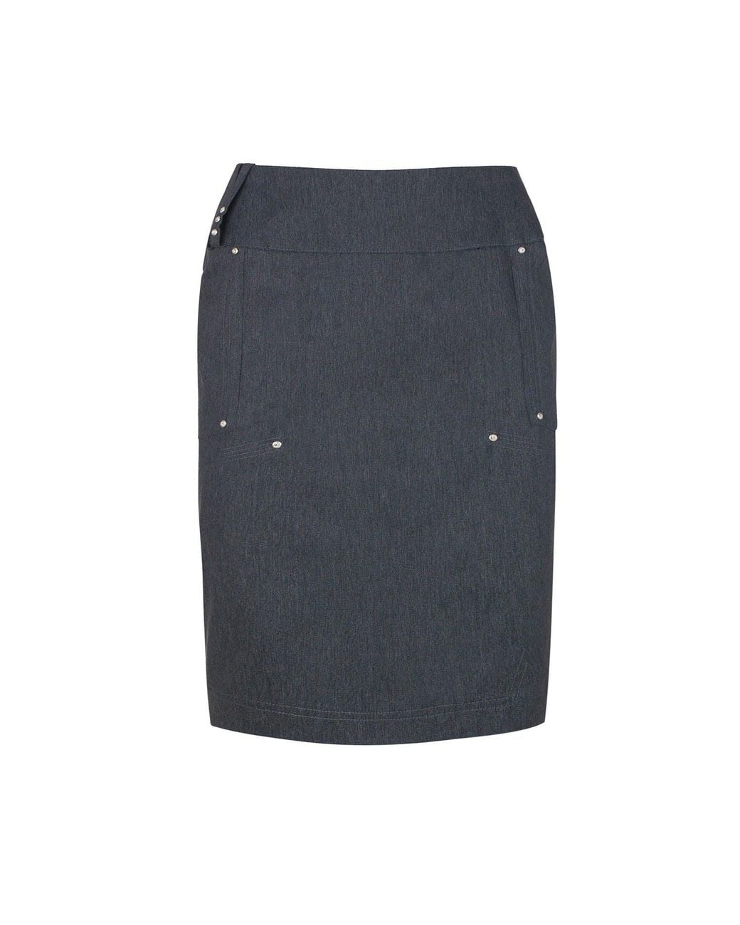 Conquista Blue Dark Denim Style Pencil Skirt With Rhinestone Detail