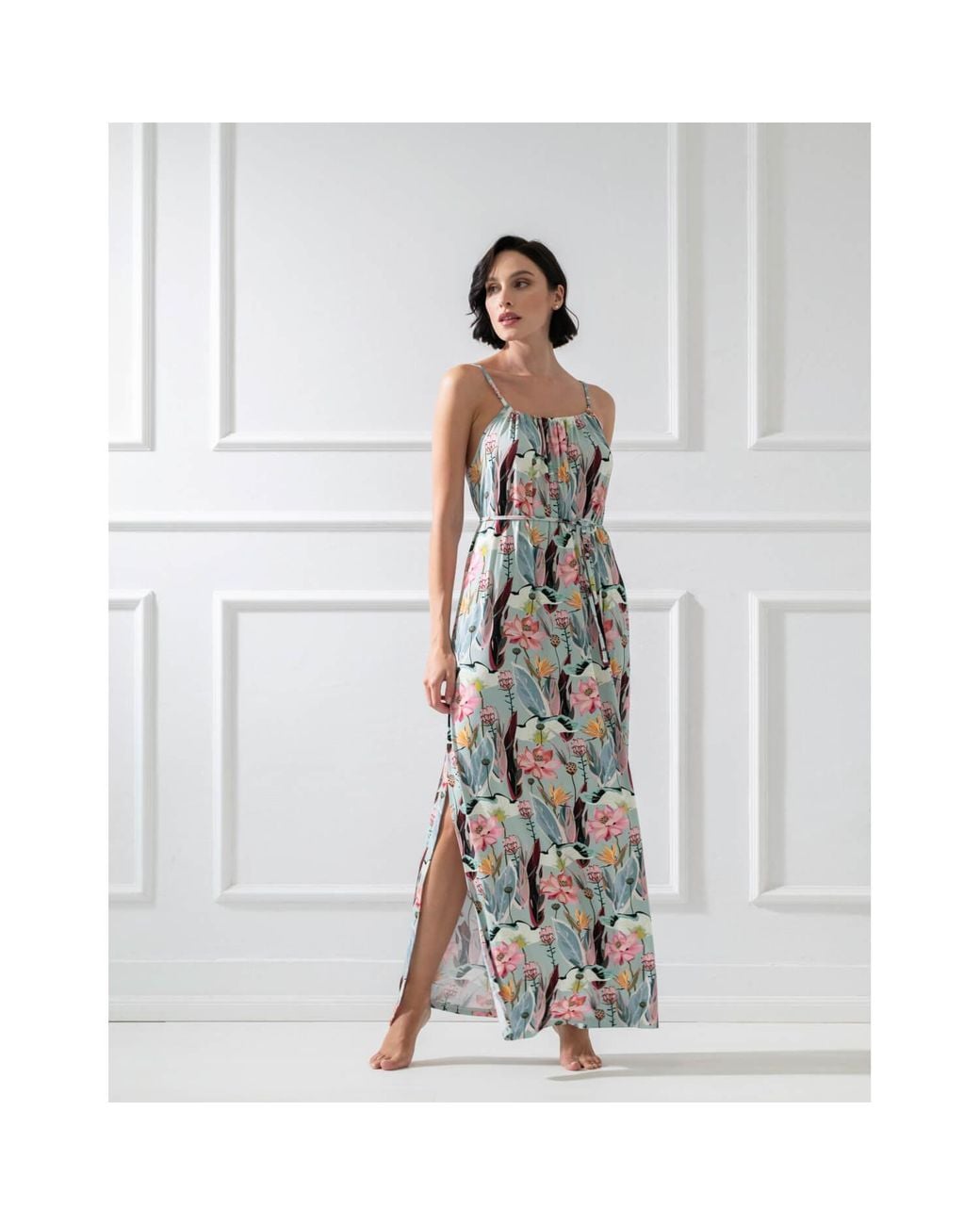Oh!Zuza Metallic Floral Open Back Maxi Dress