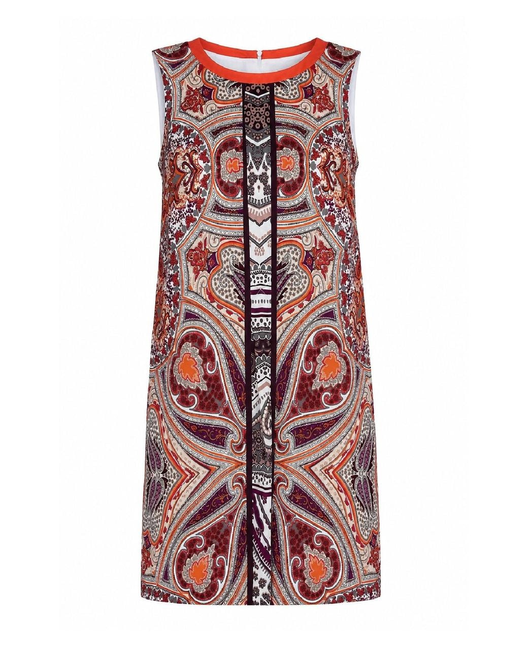 Conquista Red Ornate Paisley Panel Dress