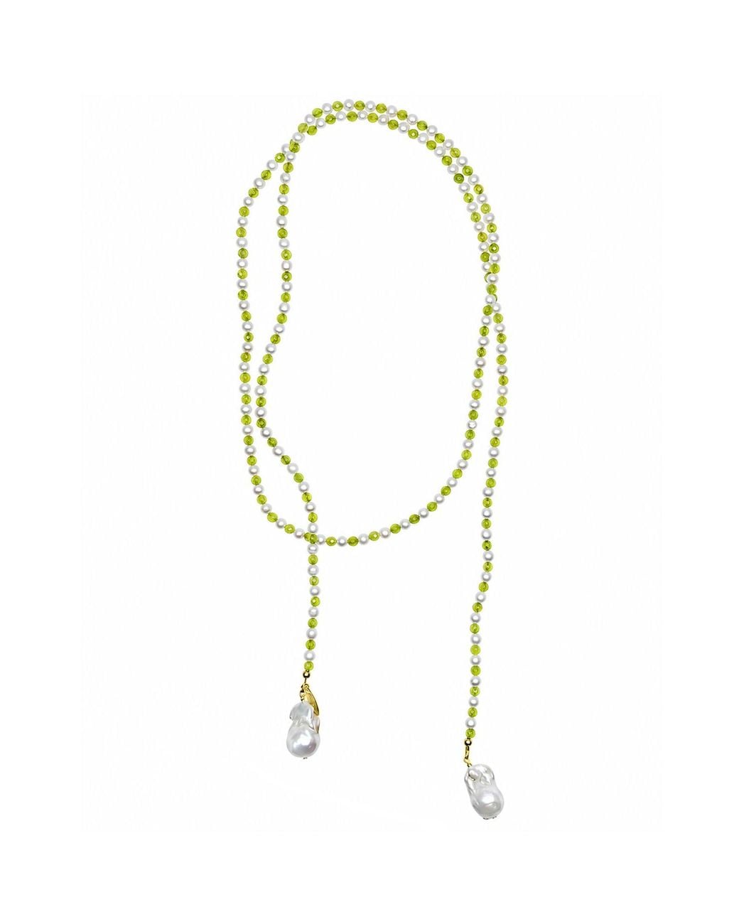 Farra Metallic Pearl And Agate With Baroque Pearl Drops Open Ended Long Necklace