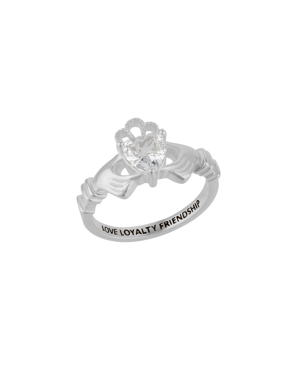 Spero London Metallic Sterling Clear Claddagh Ring