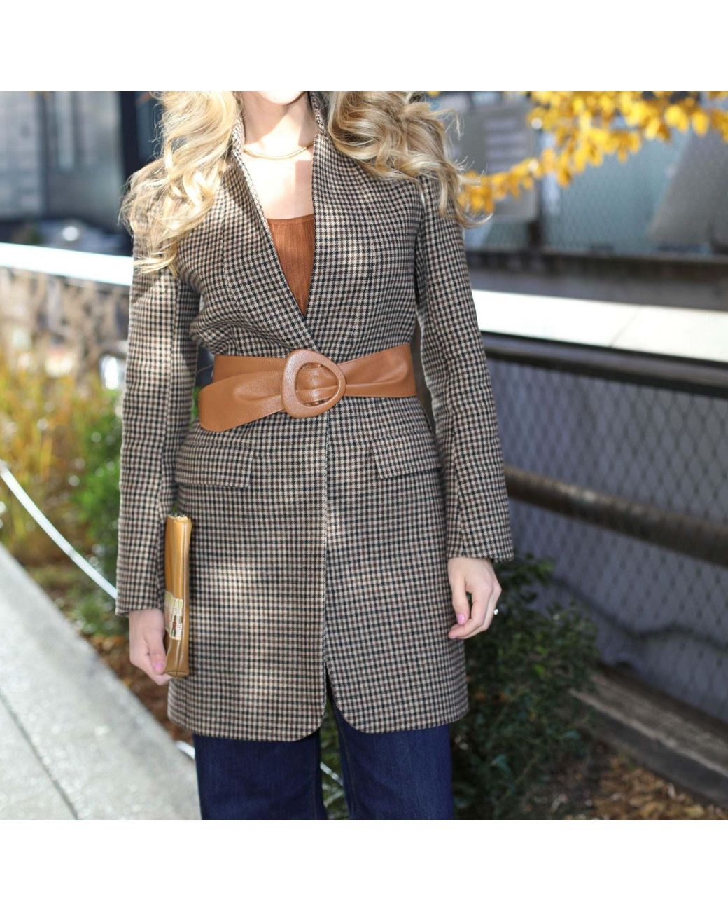 BeltBe Brown Wide Triangle Buckle Belt