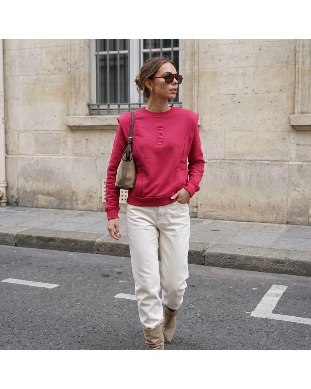 Mimhi Maison Red Shoulder Pad Lauper Sweatshirt – Raspberry