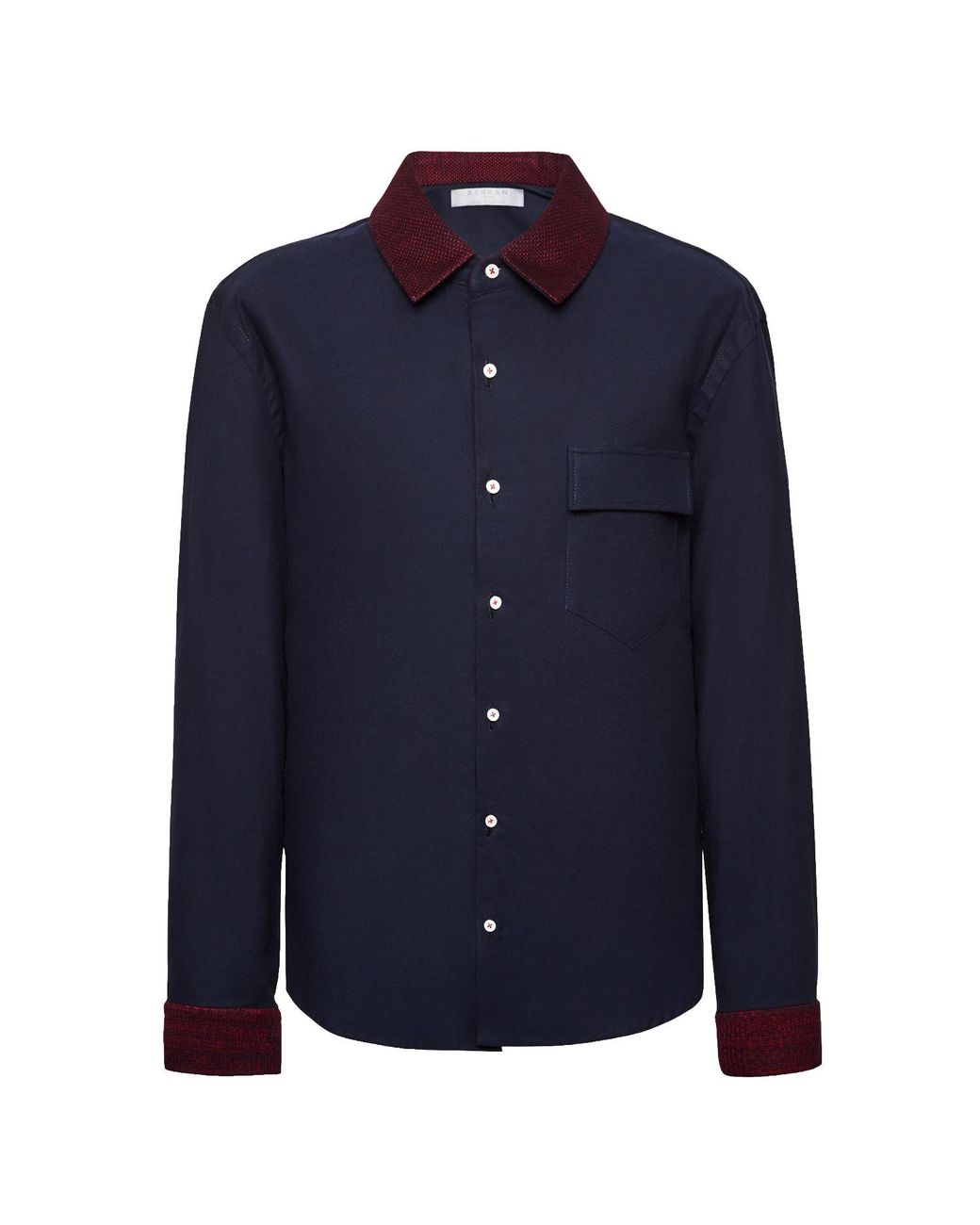 SEREN LONDON Blue Knit Collar Shirt for men