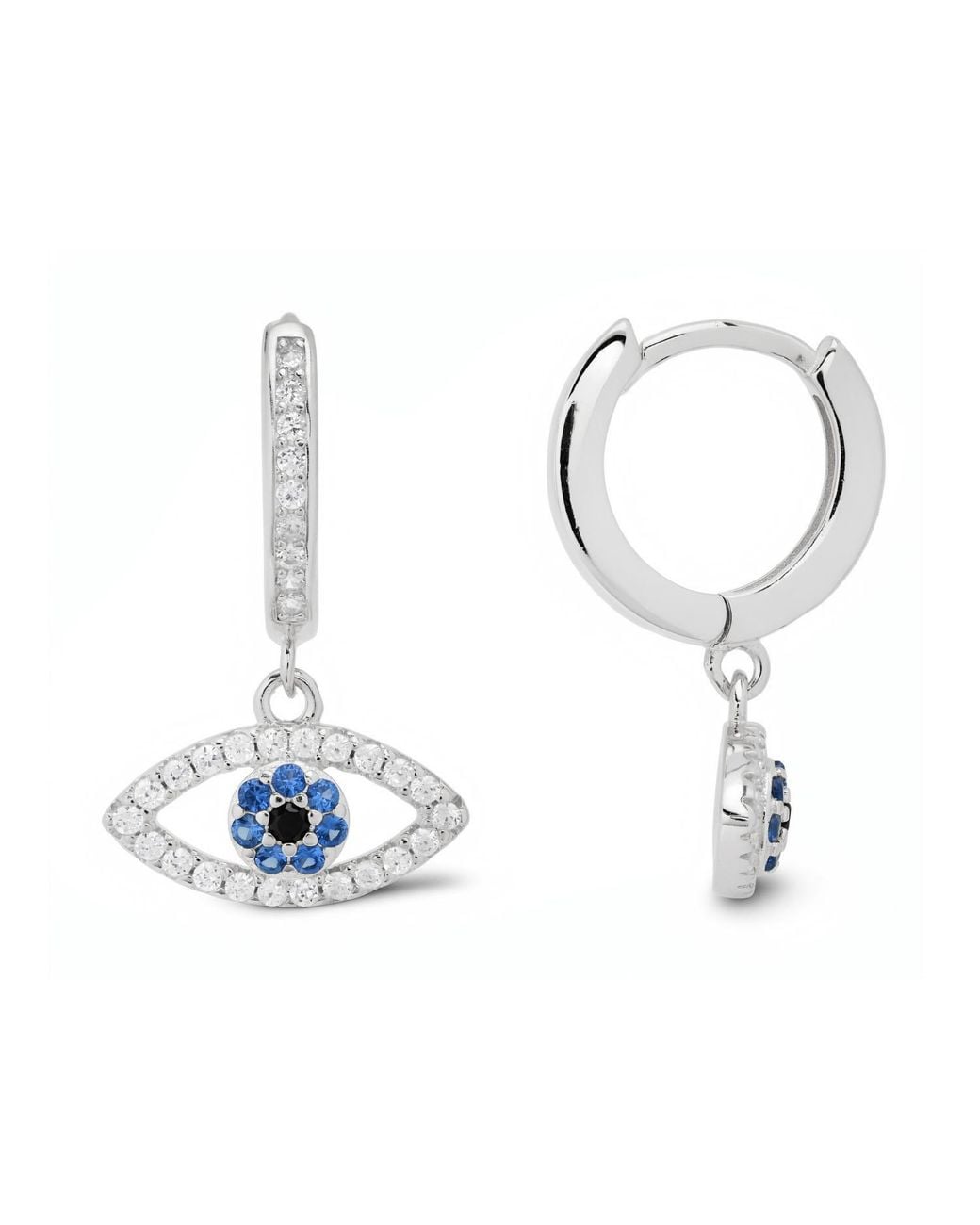 Kylie Harper Metallic Dangling Evil Eye Hoop Earrings
