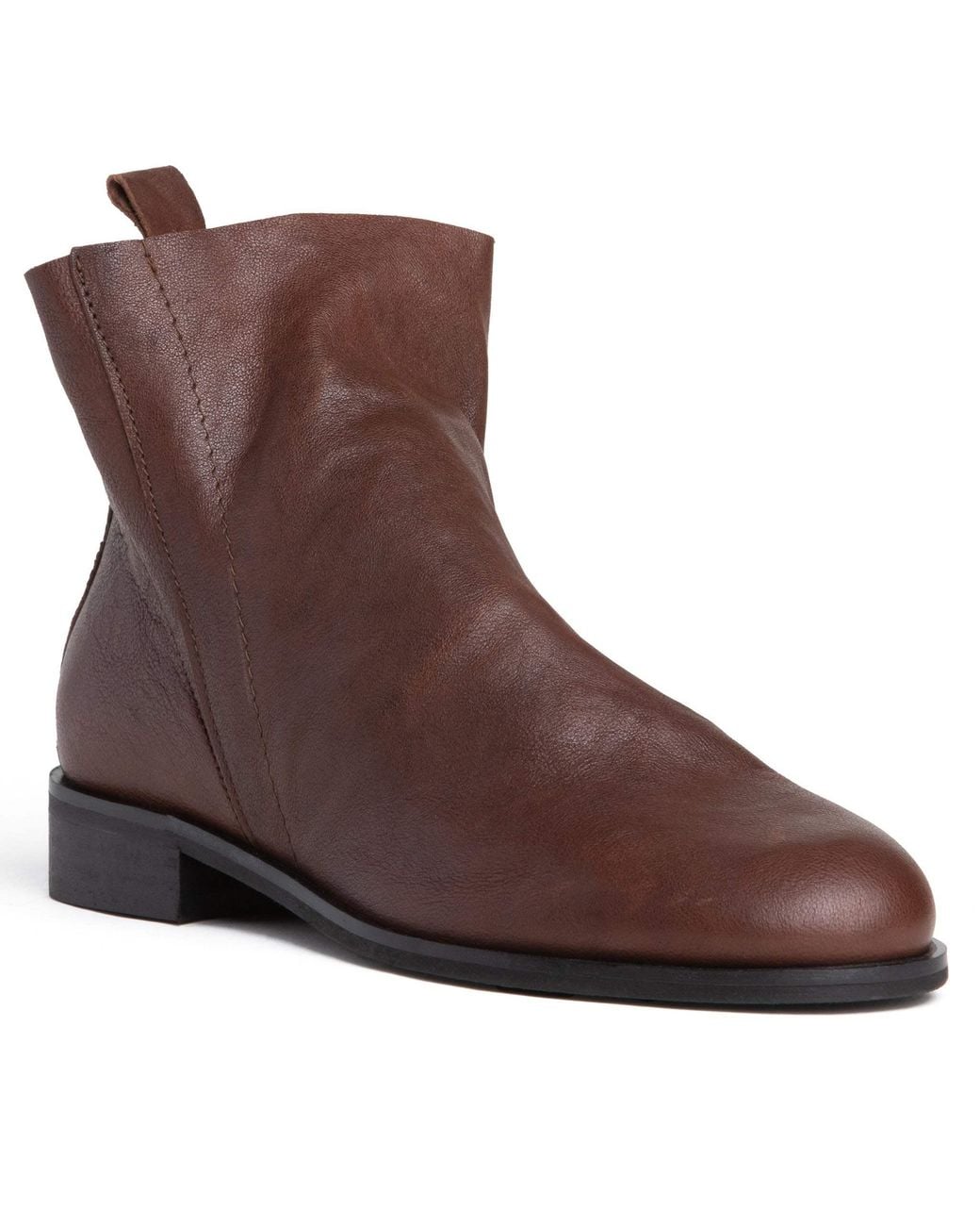 Beautiisoles by Robyn Shreiber Made in Italy Brown Renata Leather Flat Ankle Bootie