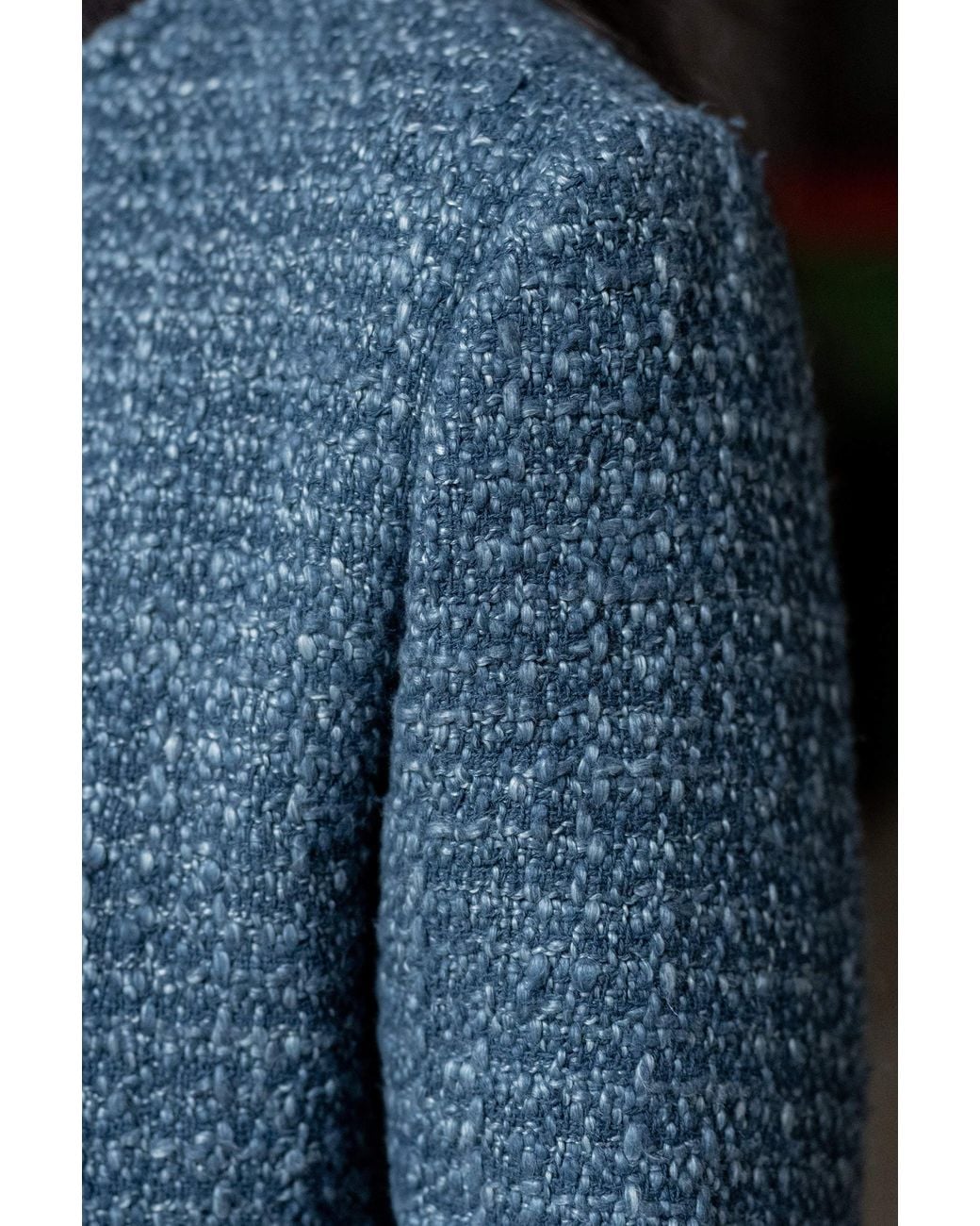 Stovaria Blue Handwoven Textured Wool Winter Jacket