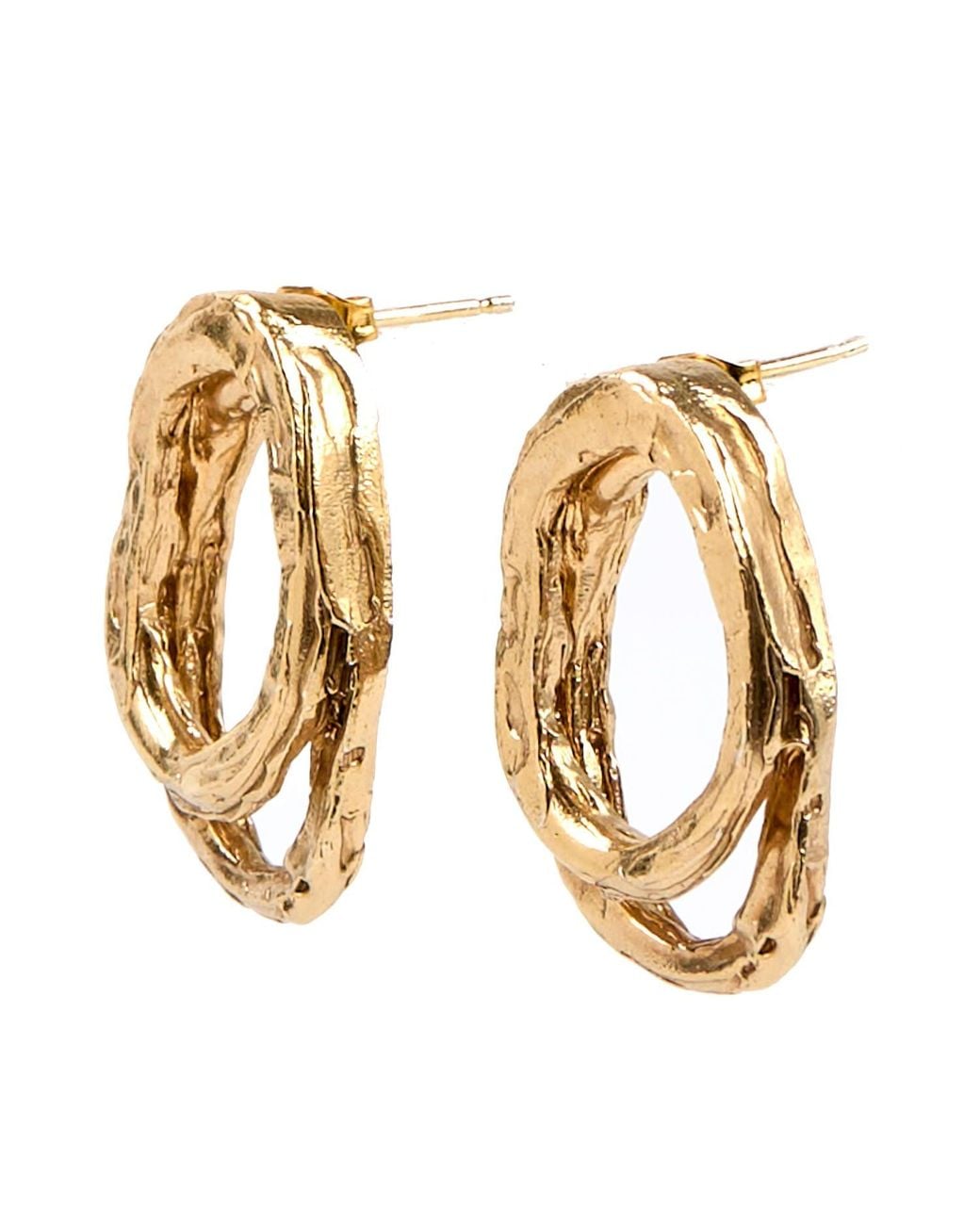 De Roms Metallic Molten Hoops Two Together Earrings