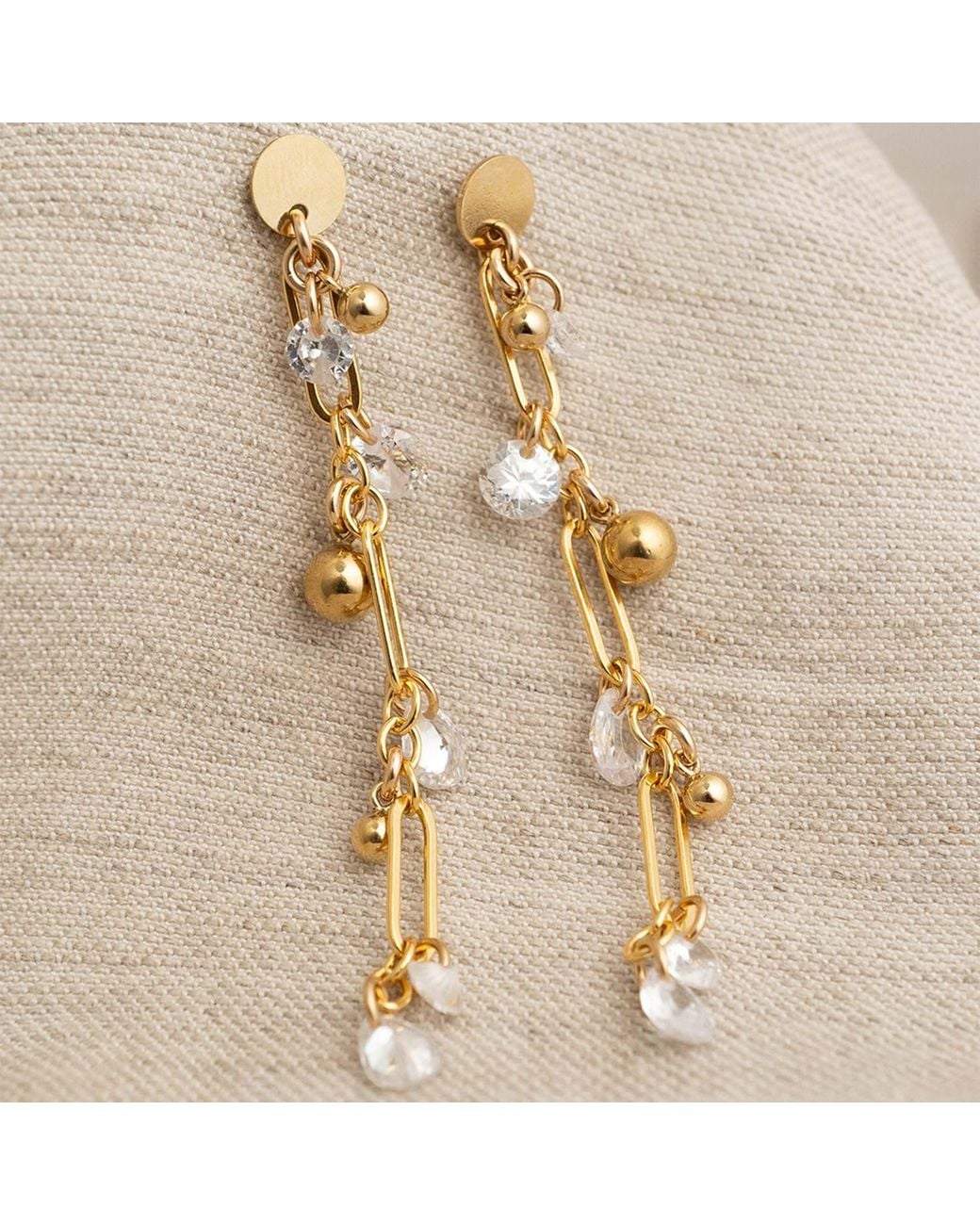 Kate Koel Metallic Chain Drop Bridal Earrings